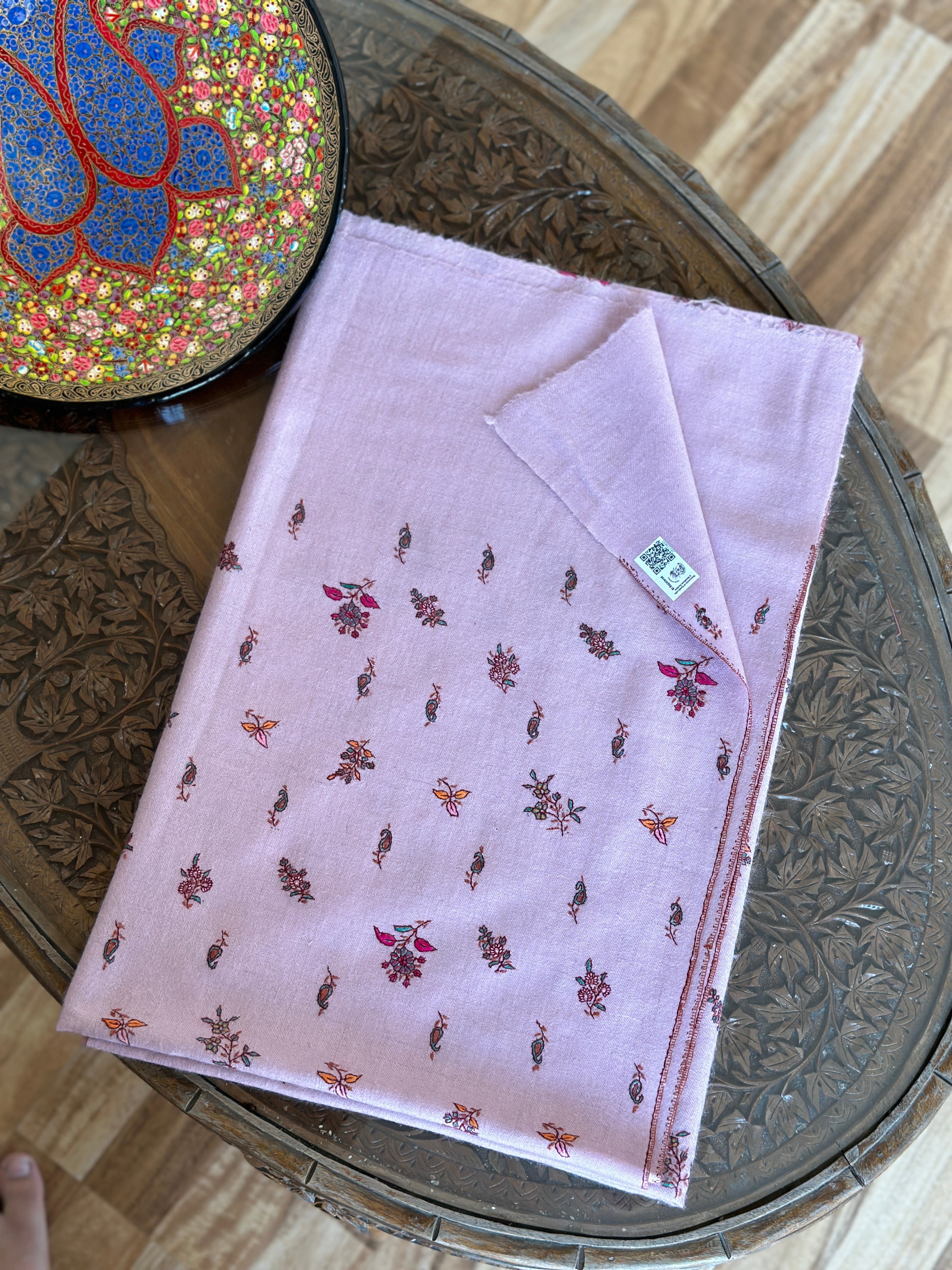 Blush Bloom Butti Pattern GI Pashmina Shawl