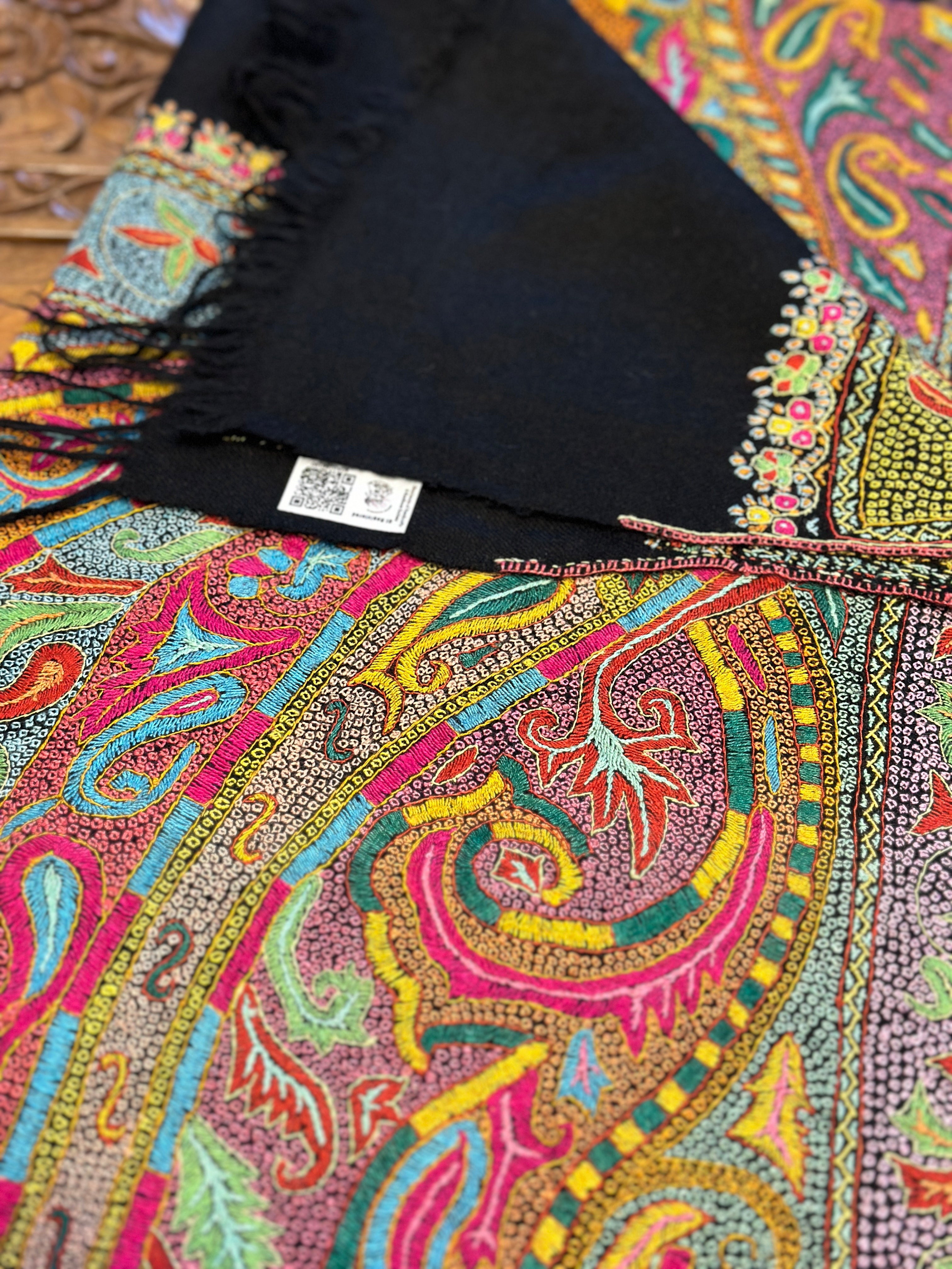 Midnight Elegance Jamawar Pashmina GI Shawl