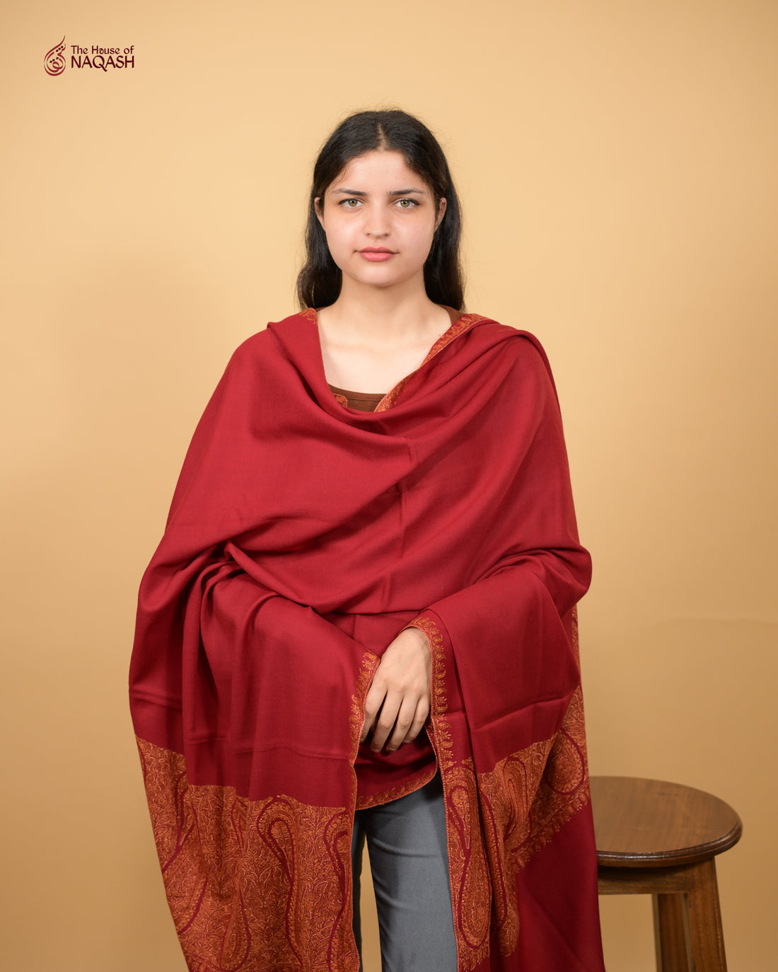Maroon Majesty Woolen Shawl