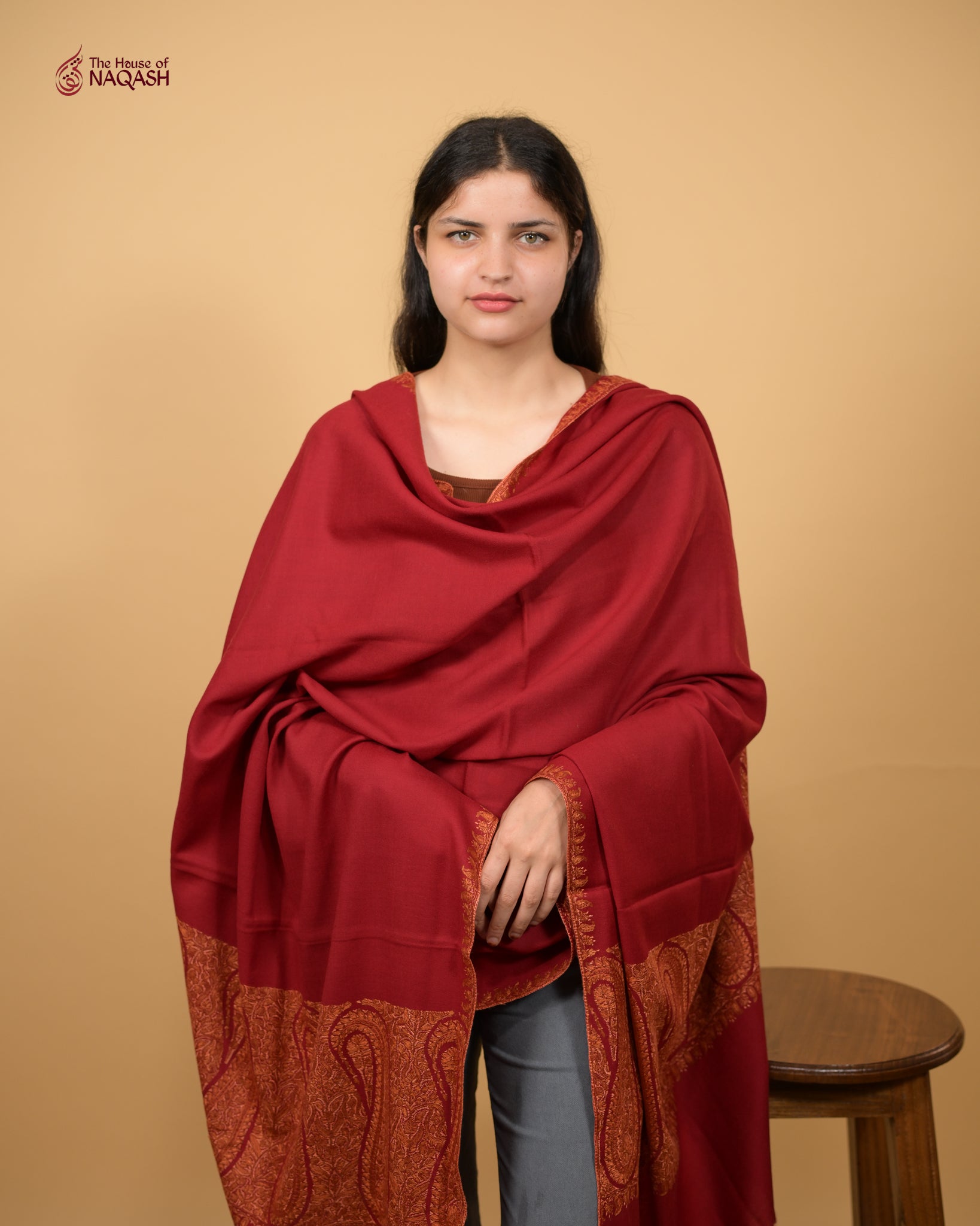 Maroon Majesty Woolen Shawl