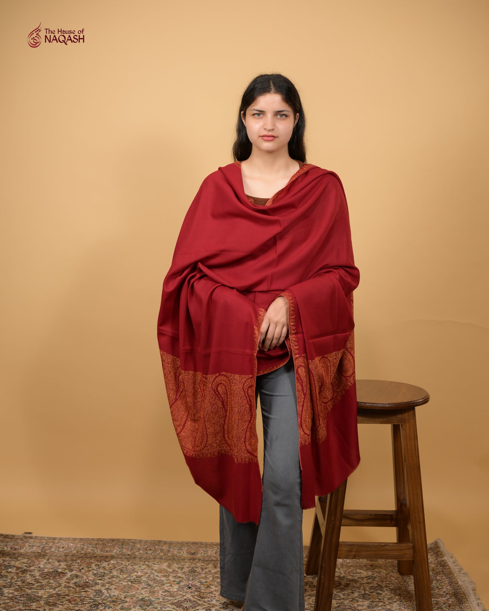 Maroon Majesty Woolen Shawl