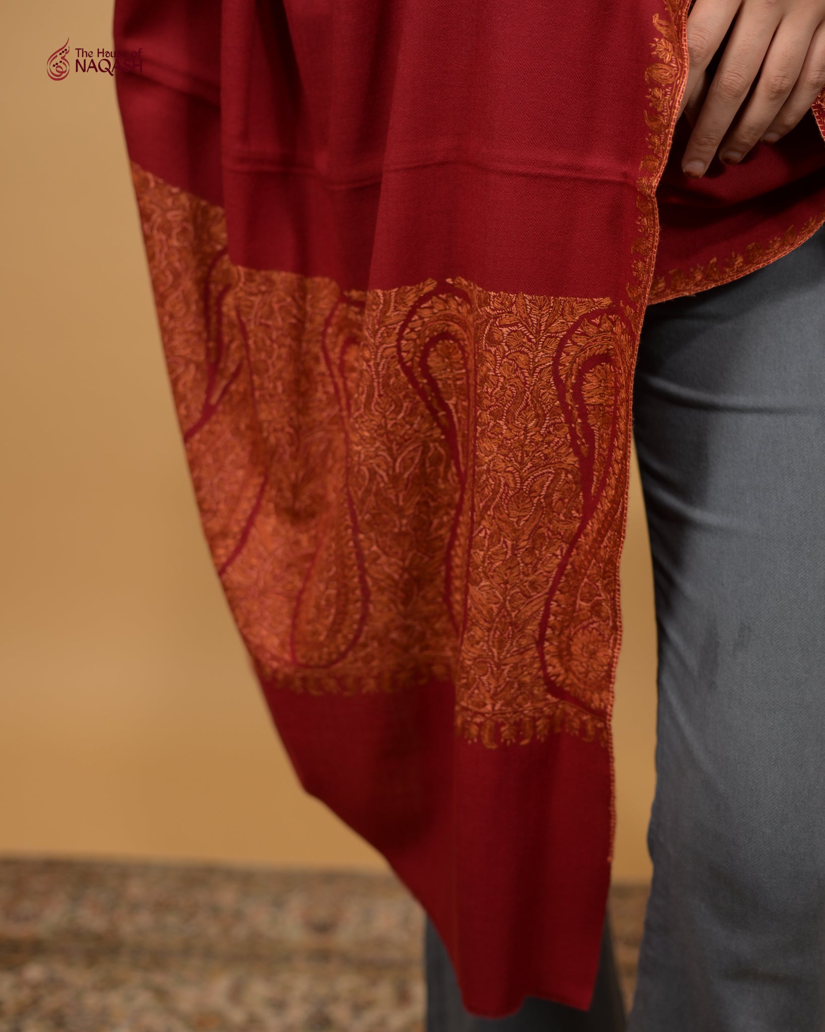 Maroon Majesty Woolen Shawl