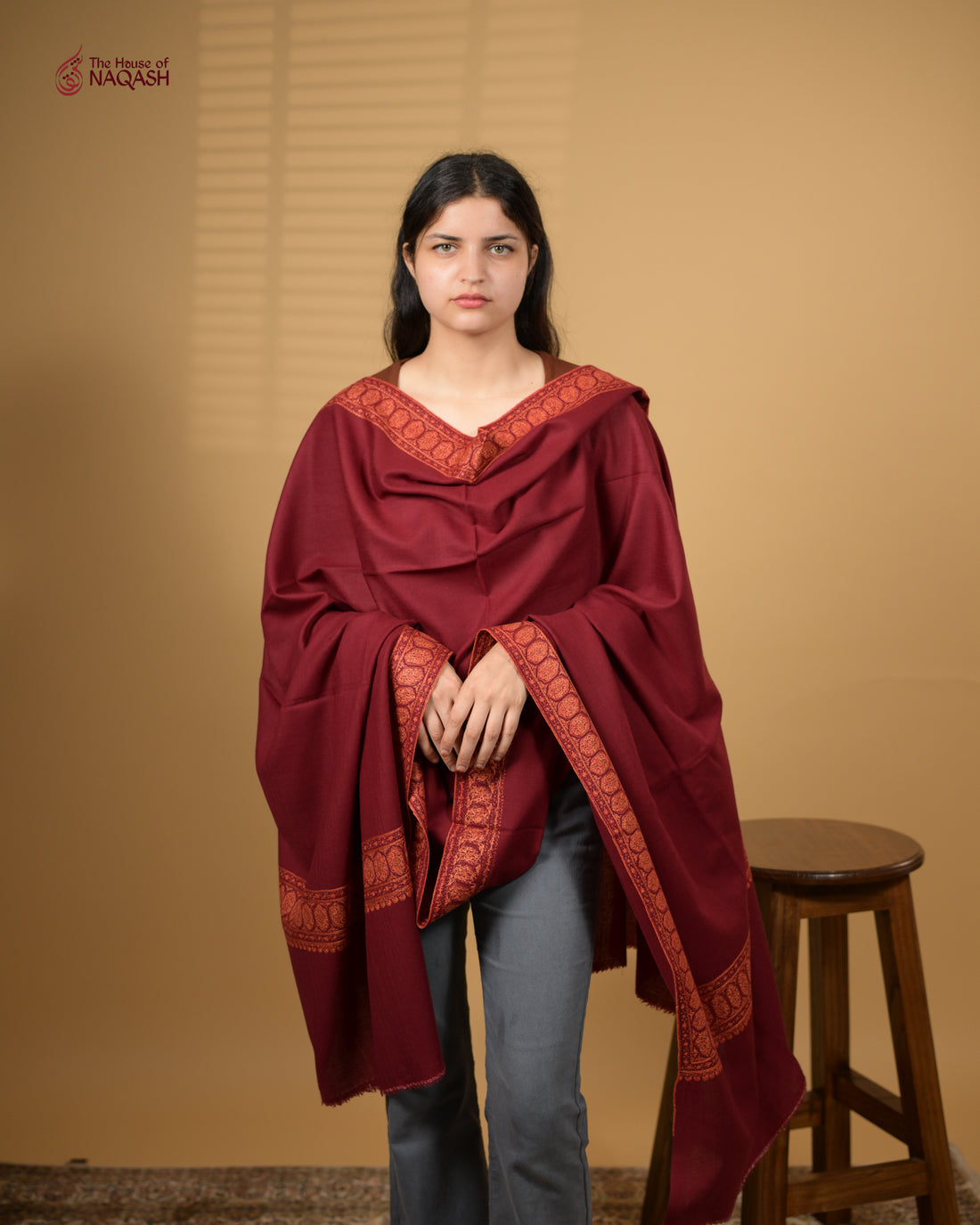 Velvet Ember Woolen Shawl