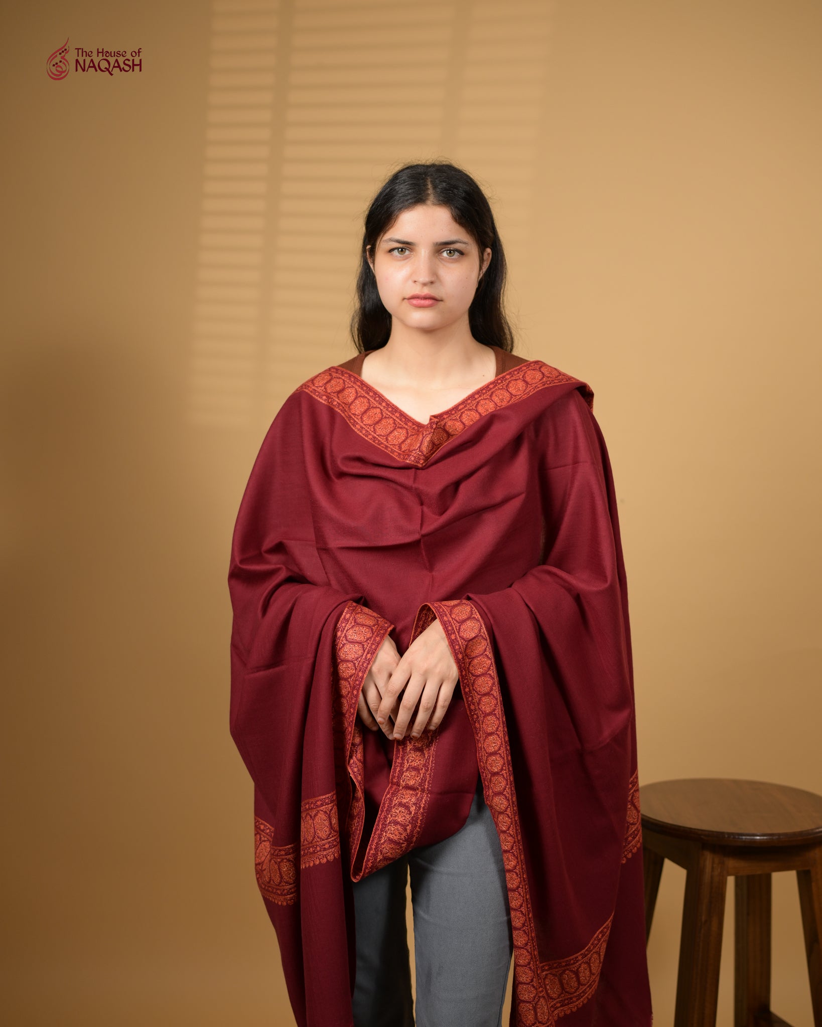 Velvet Ember Woolen Shawl