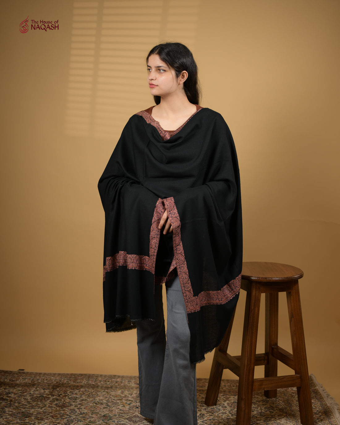 Obsidian Cascade Woolen Shawl