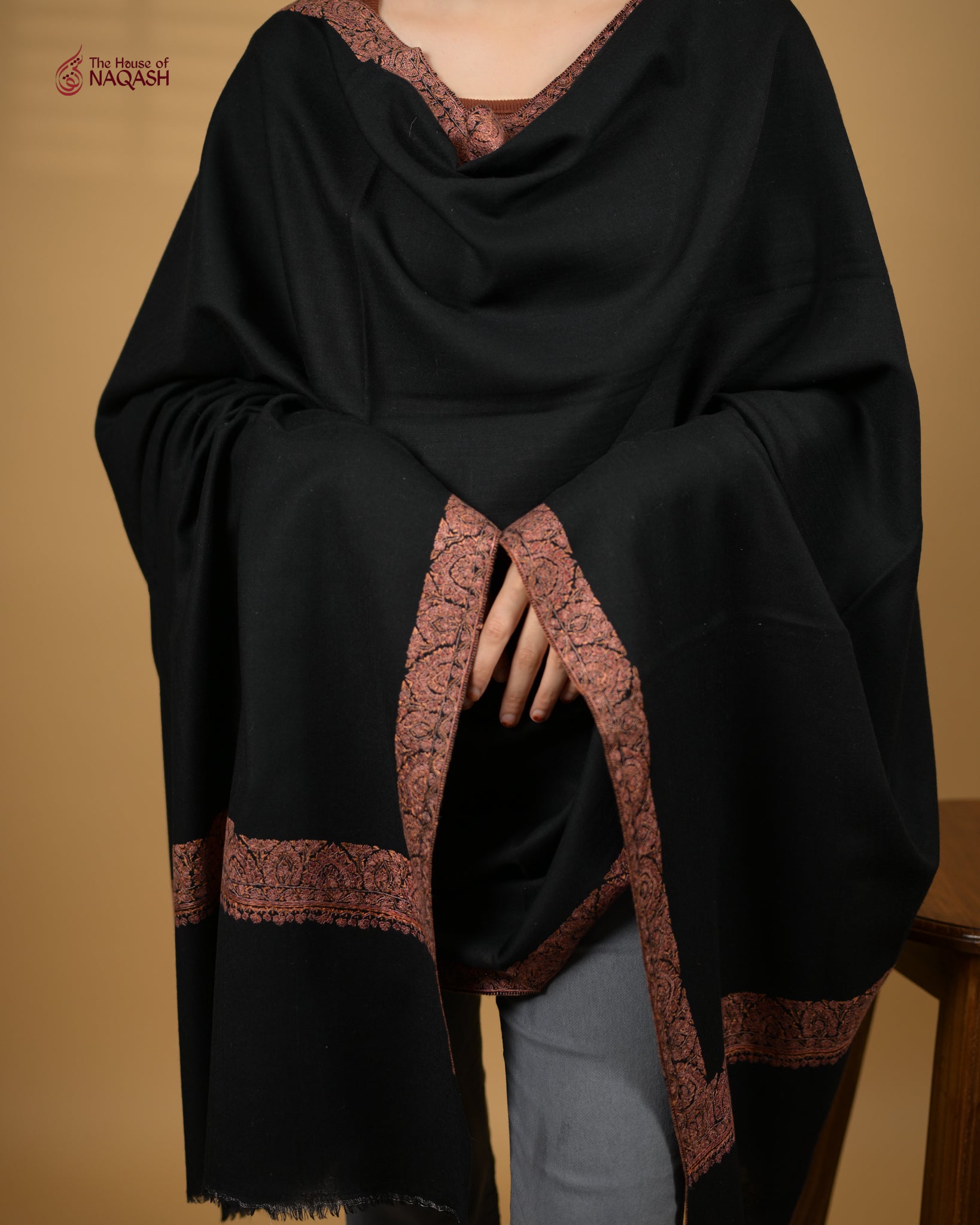 Obsidian Cascade Woolen Shawl