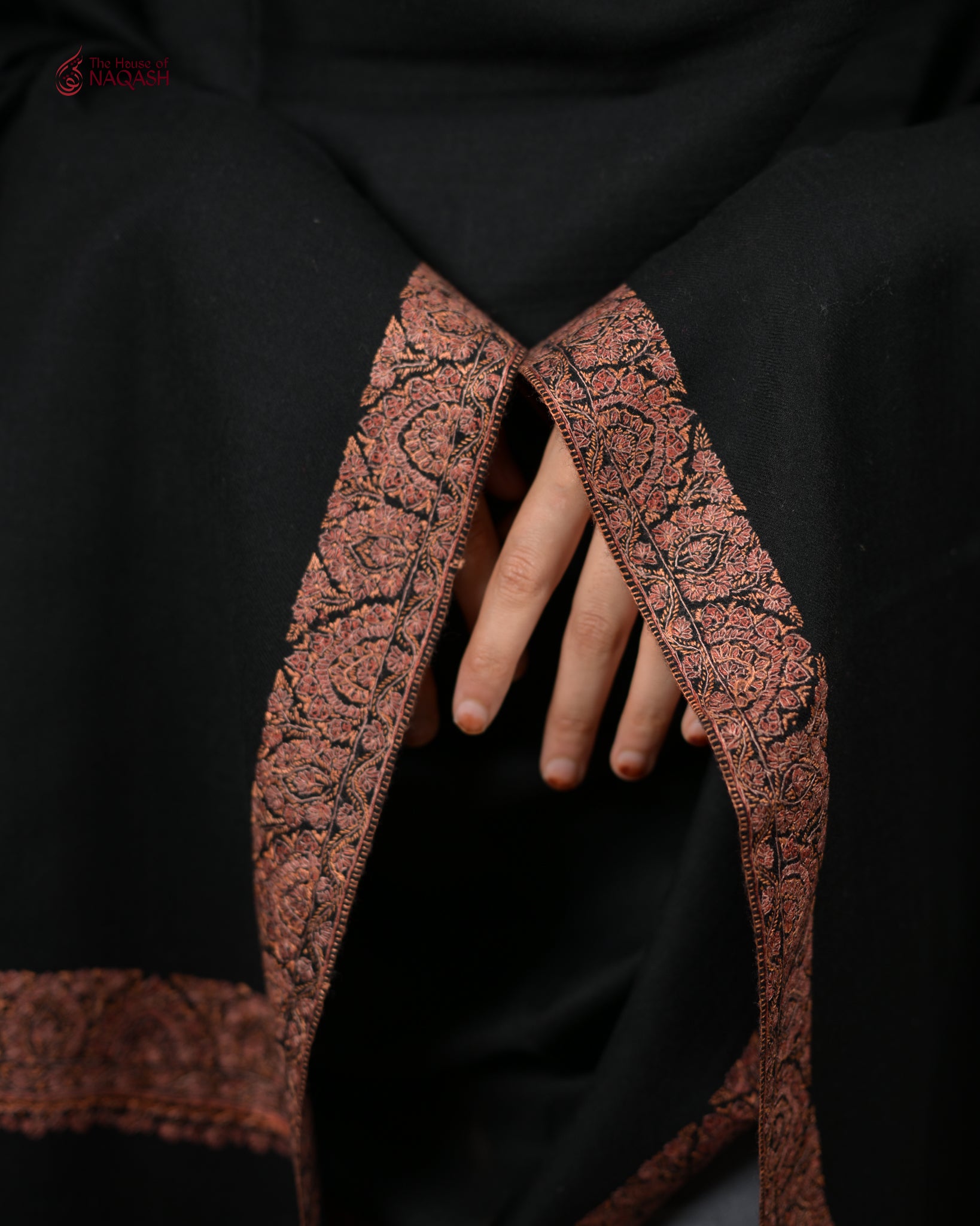 Obsidian Cascade Woolen Shawl