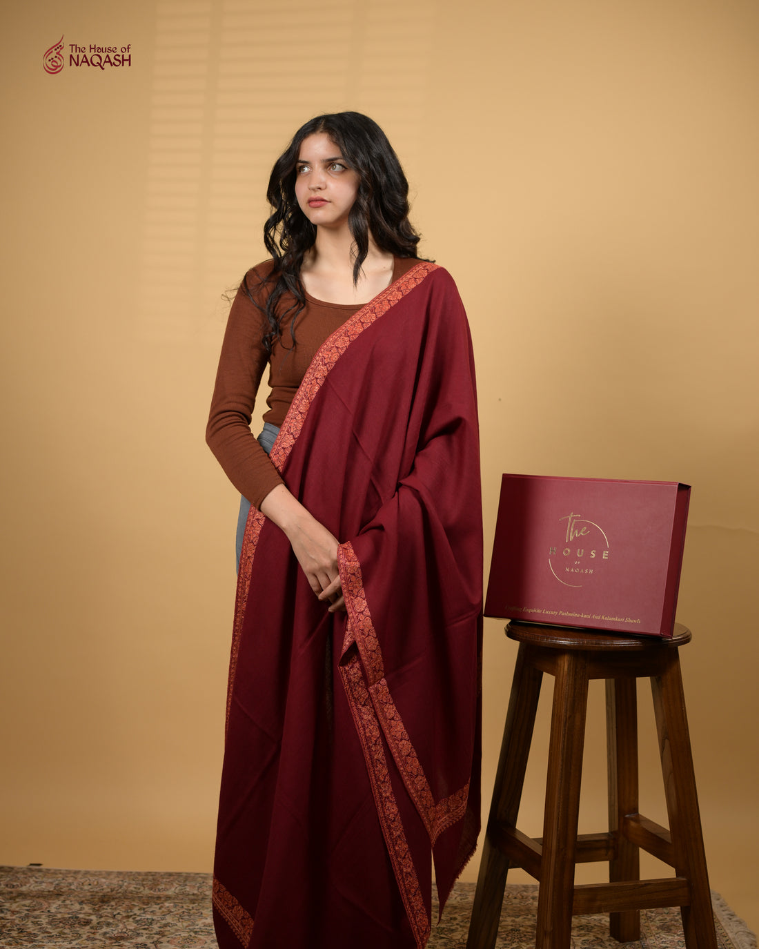 Molten Garnet Woolen Shawl