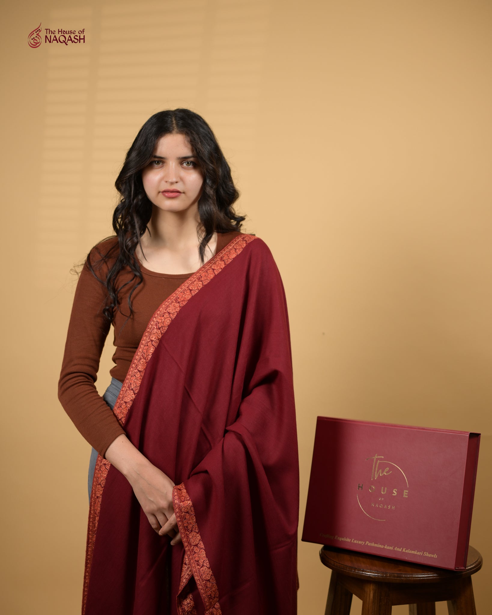 Molten Garnet Woolen Shawl