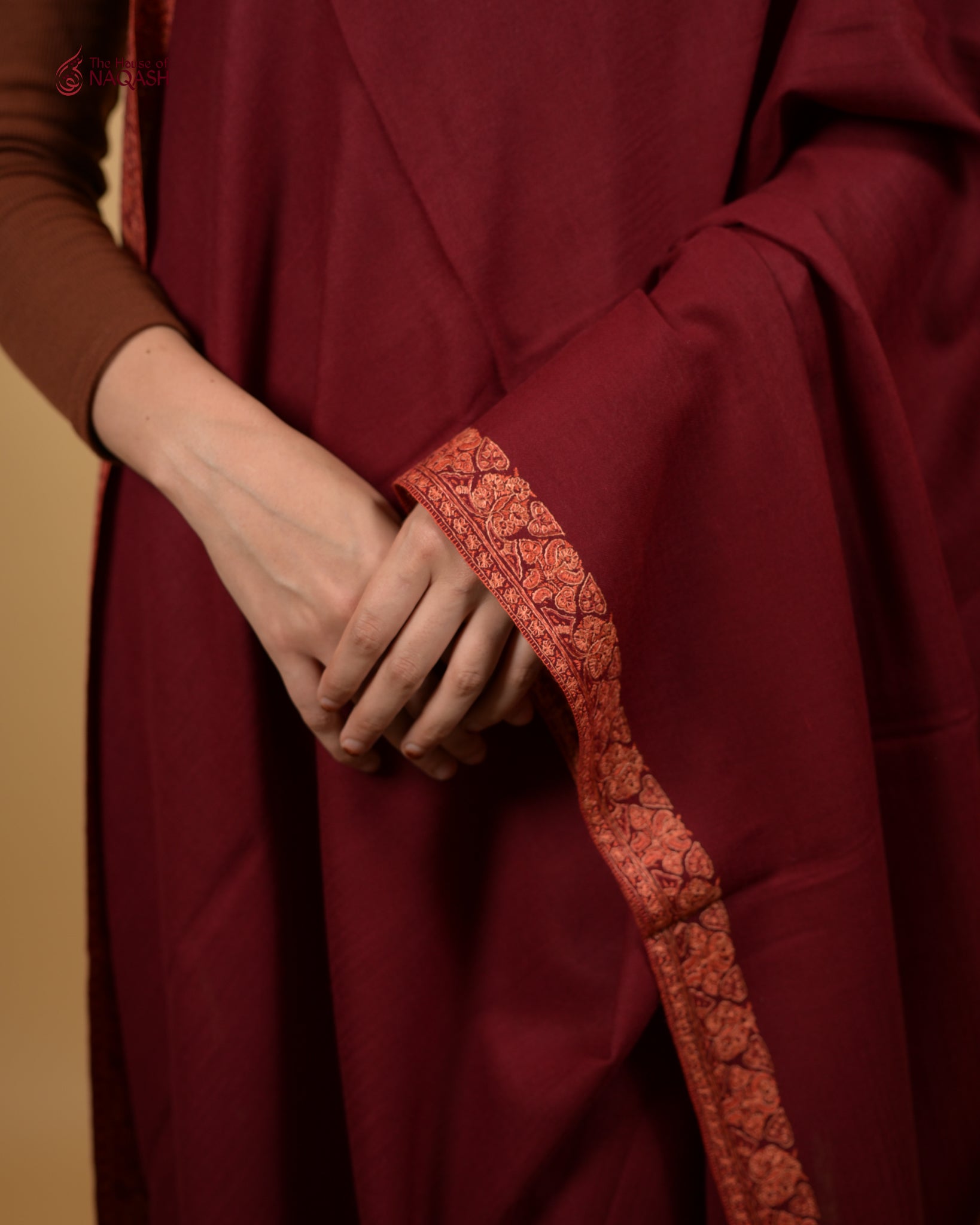 Molten Garnet Woolen Shawl