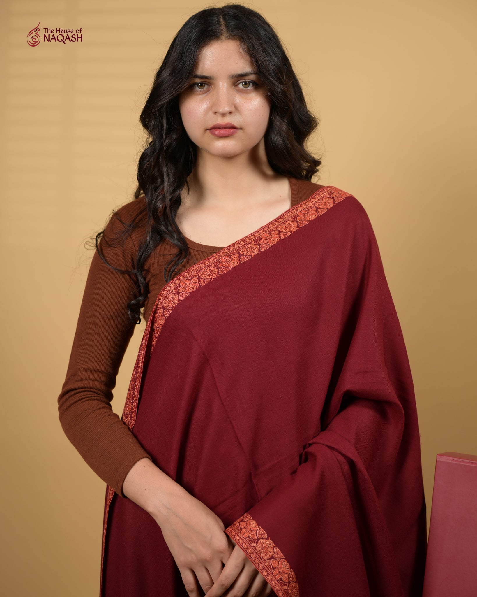 Molten Garnet Woolen Shawl