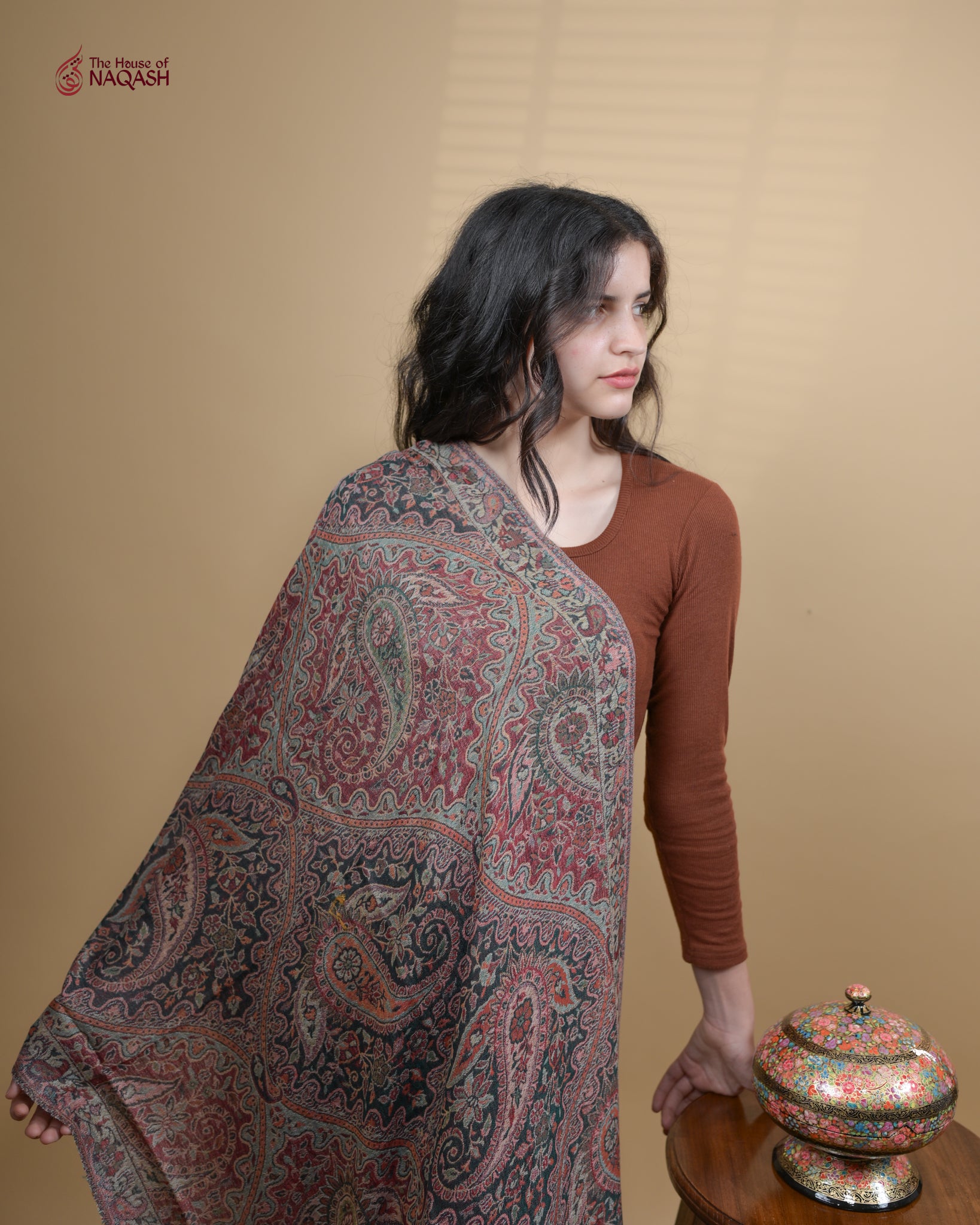 Crimson Weave Jamawar Stole