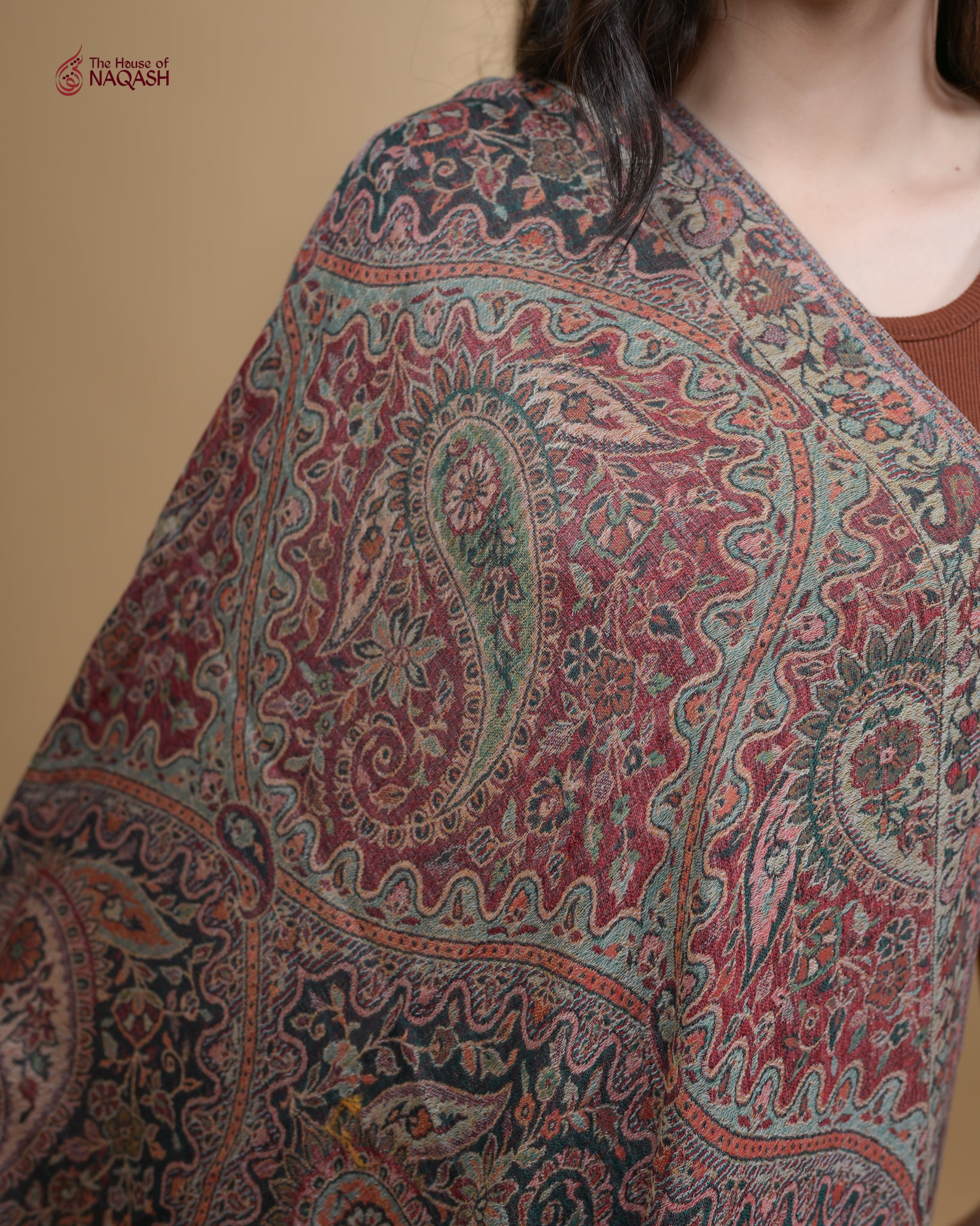 Crimson Weave Jamawar Stole