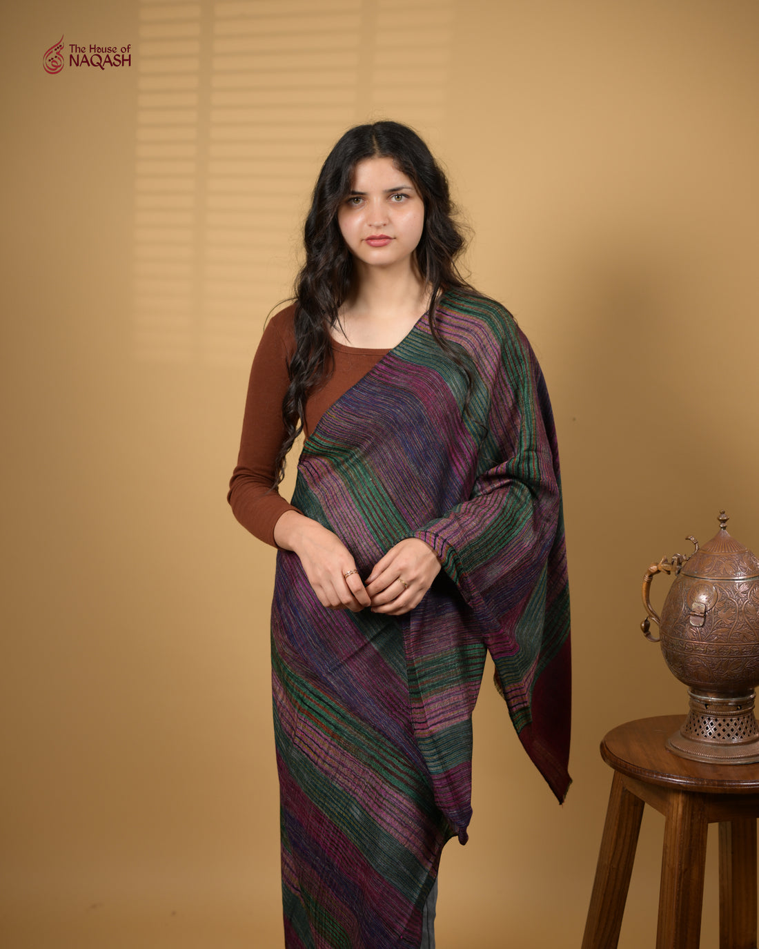 Burgundy Striped Ensemble Wrap