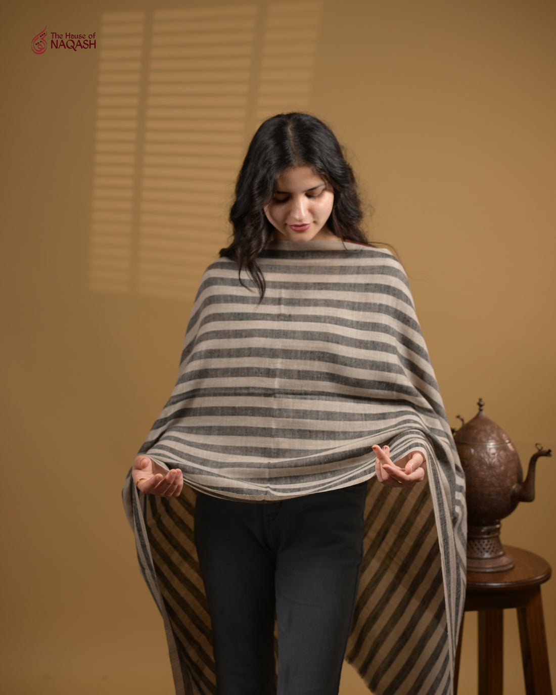 Mocha and Charcoal Striped Wrap