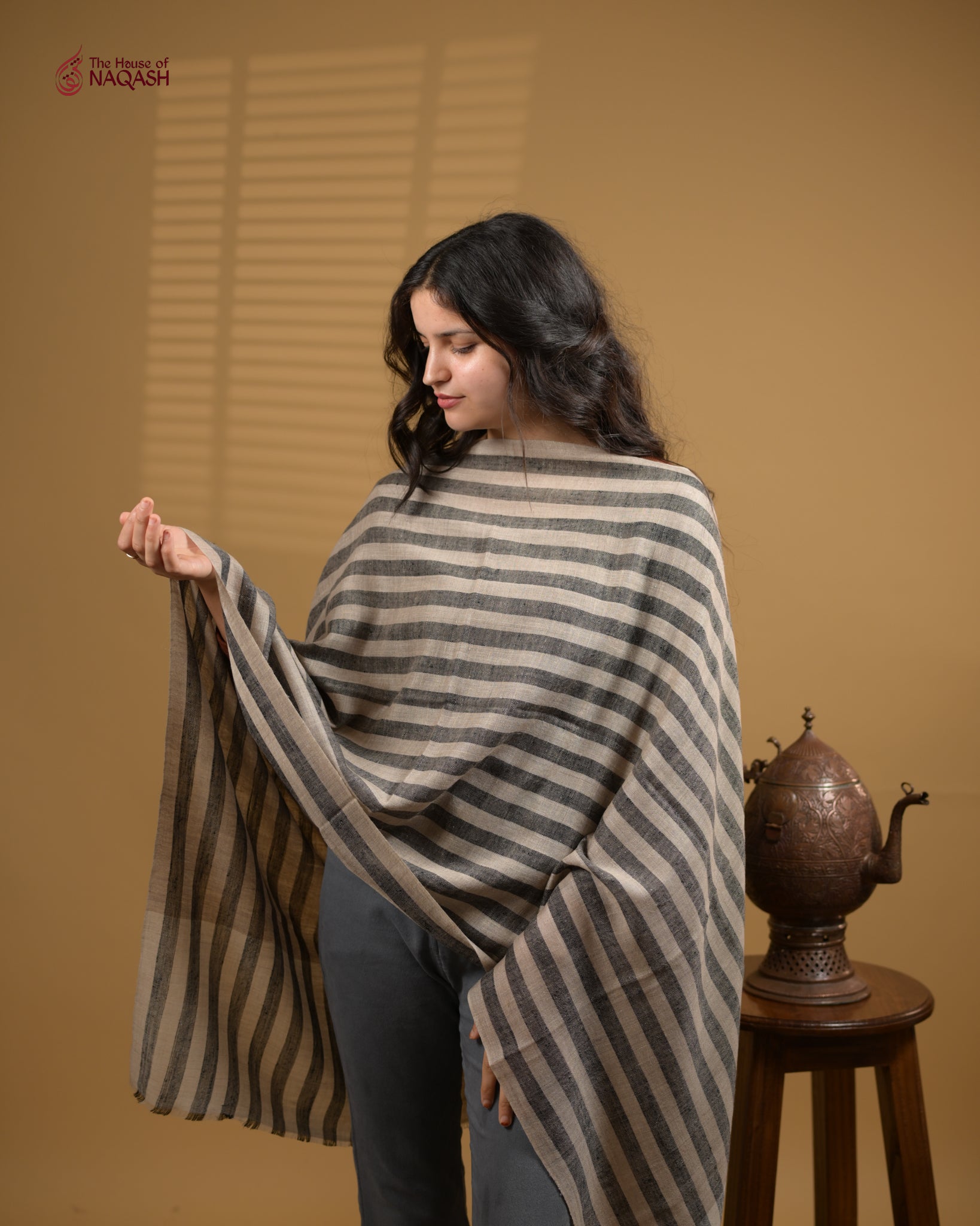 Mocha and Charcoal Striped Wrap