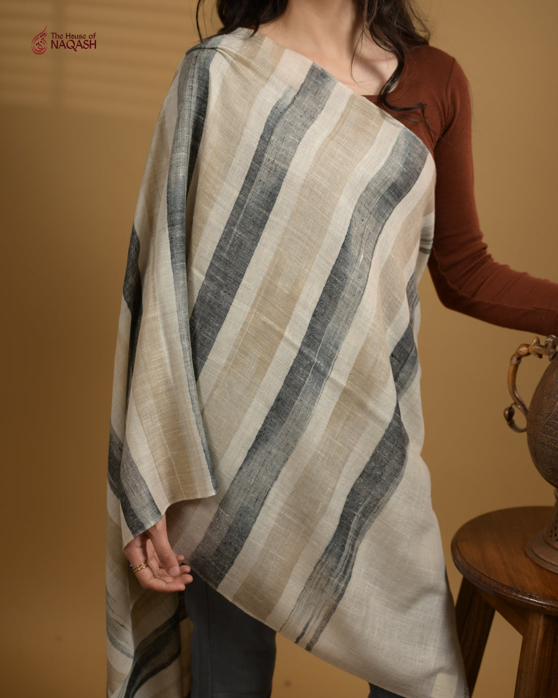 Ashen Cream and Grey Wrap