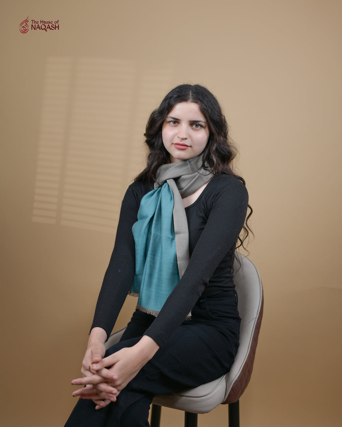 Azure Drift Reversible Woolen Scarf