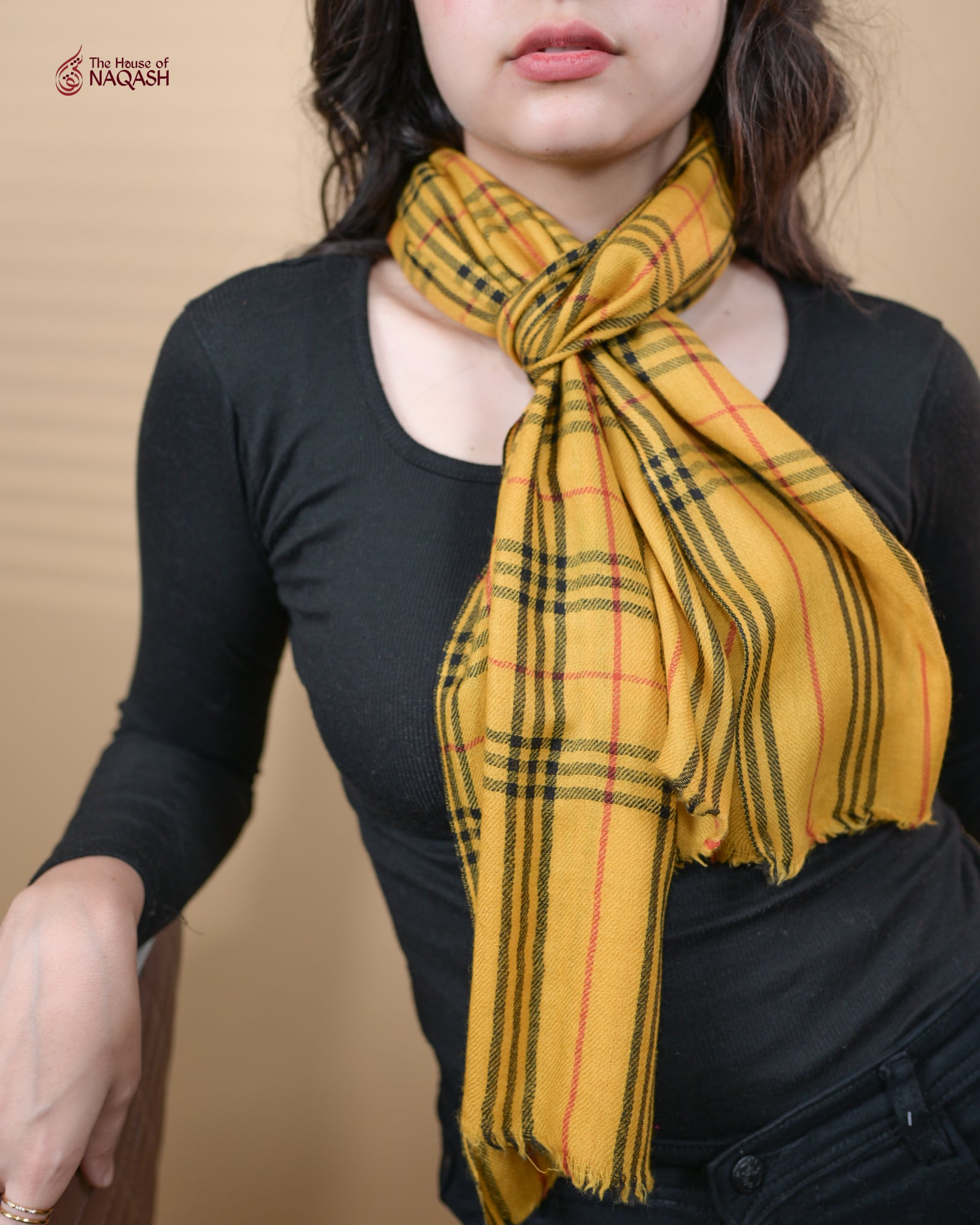 Mustard Checkmate Scarf