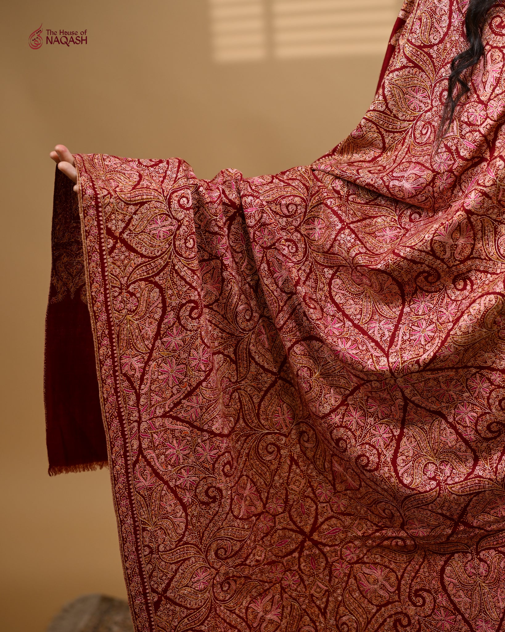 Deep Scarlet GI Pashmina Shawl