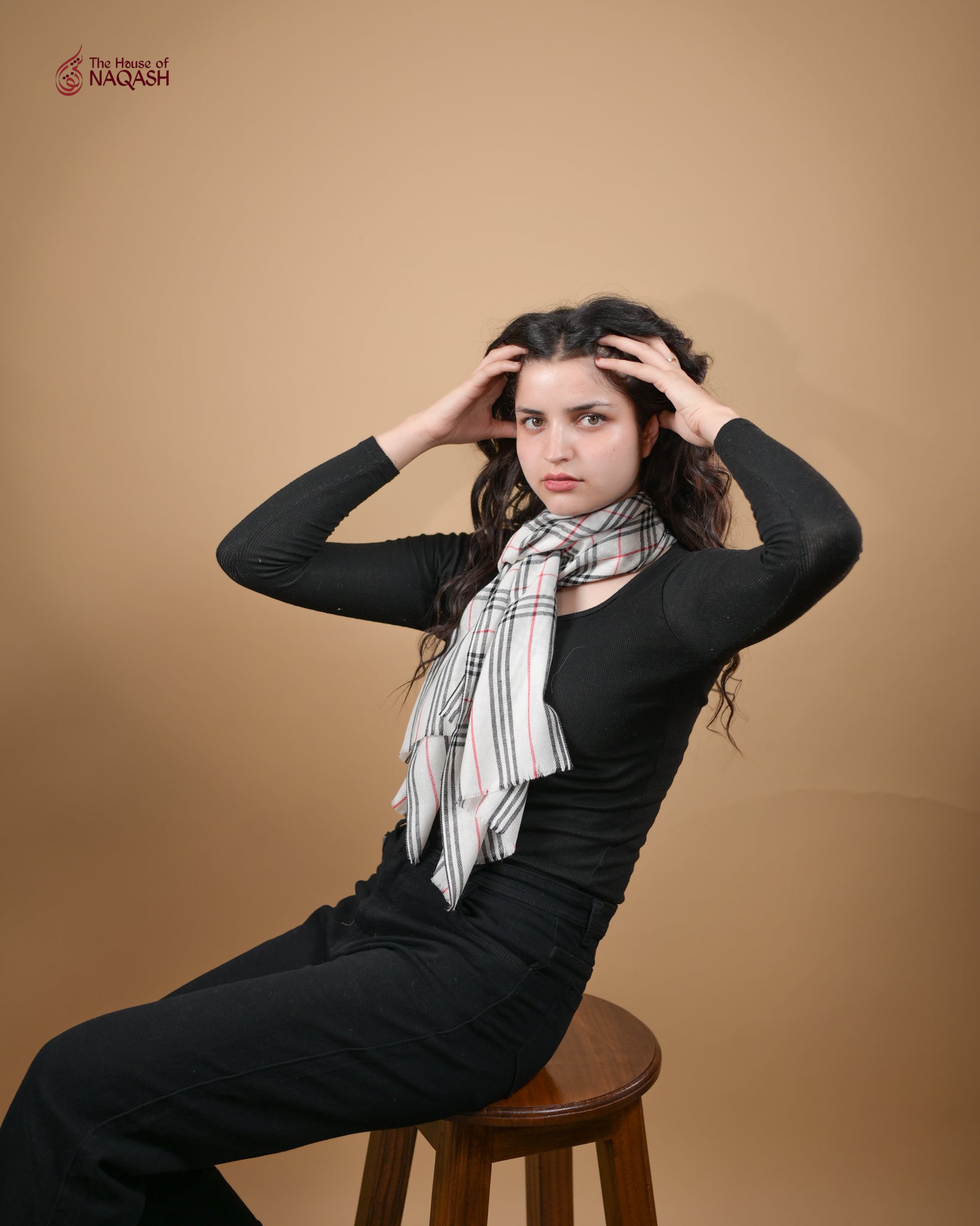 Cream Checker Scarf