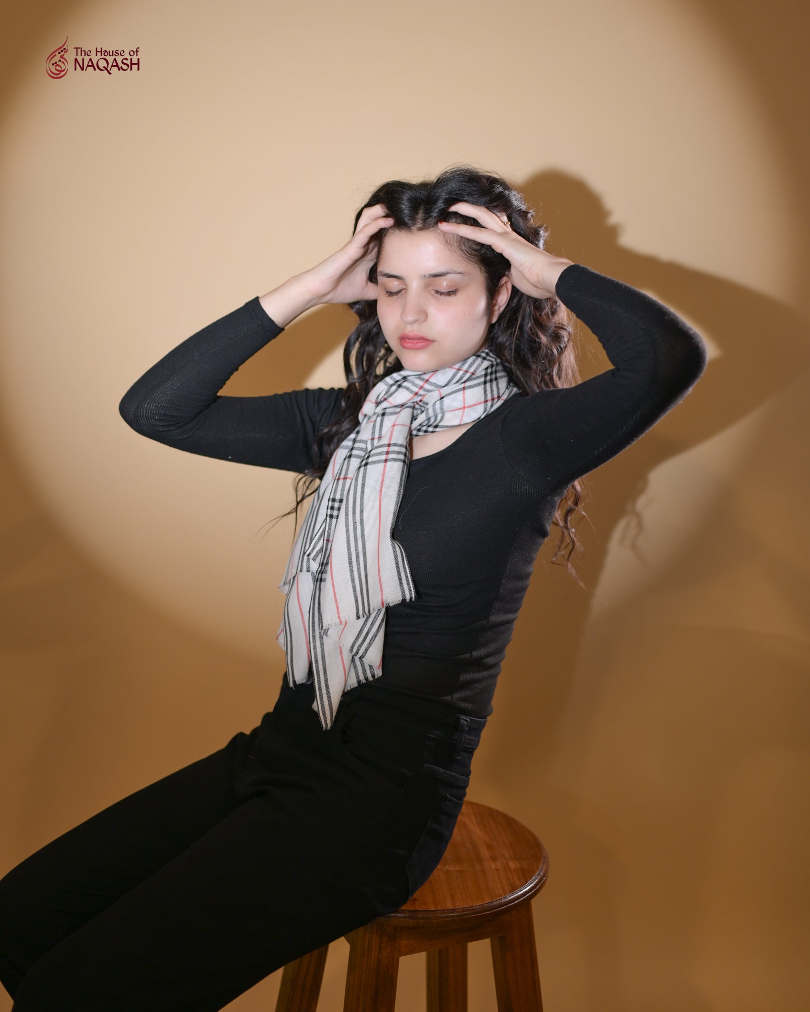 Cream Checker Scarf