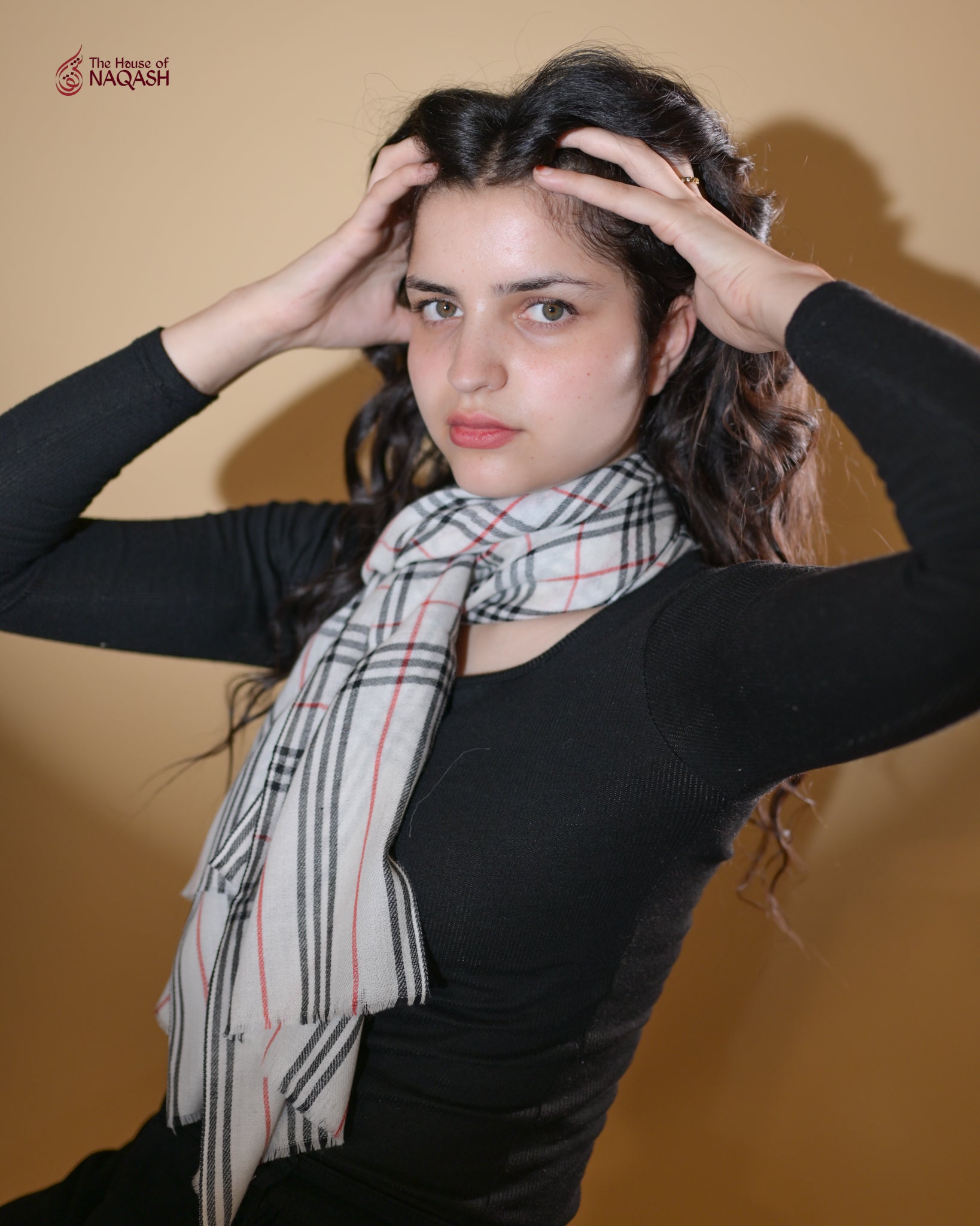 Cream Checker Scarf