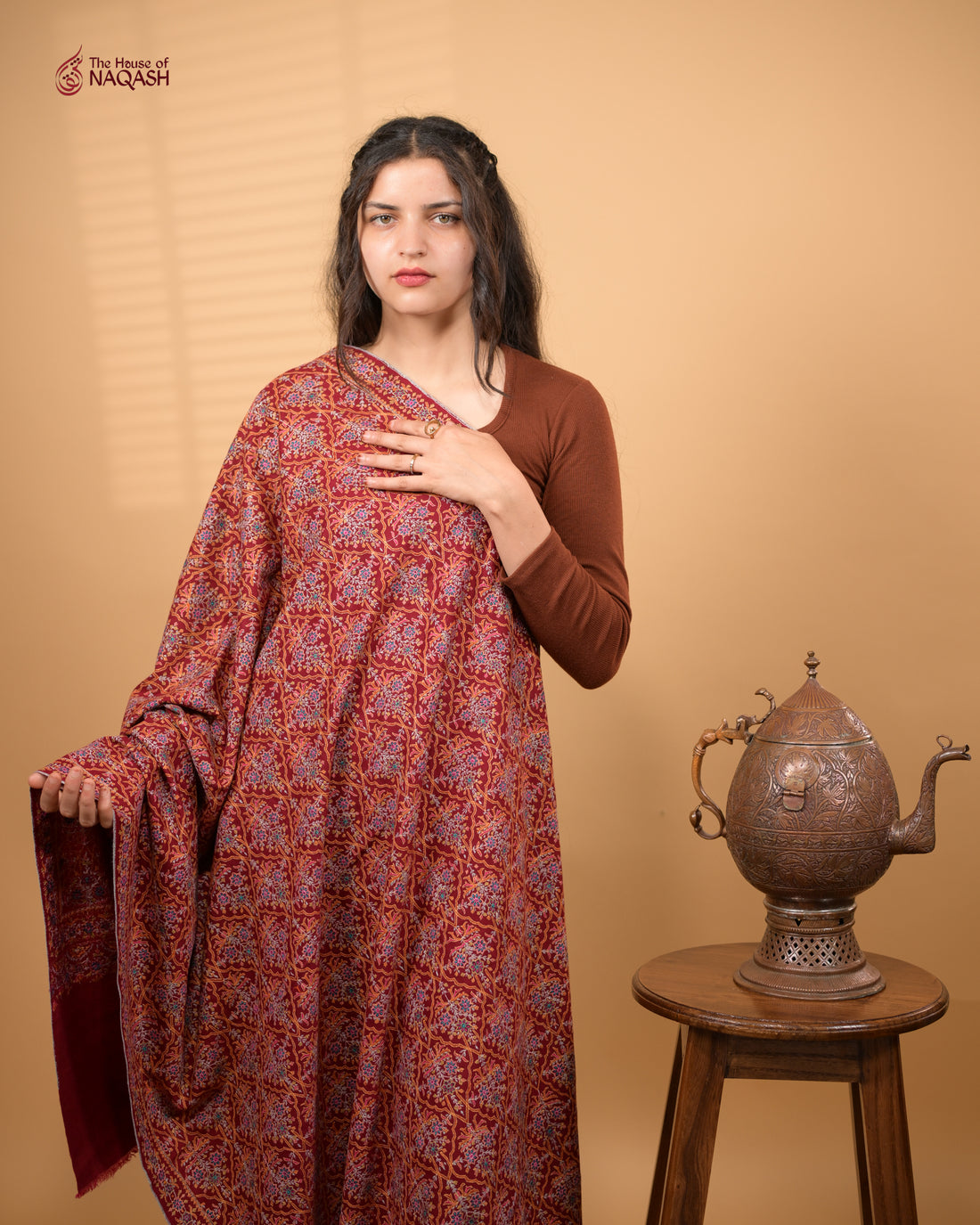 Crimson Velvet GI Pashmina Shawl