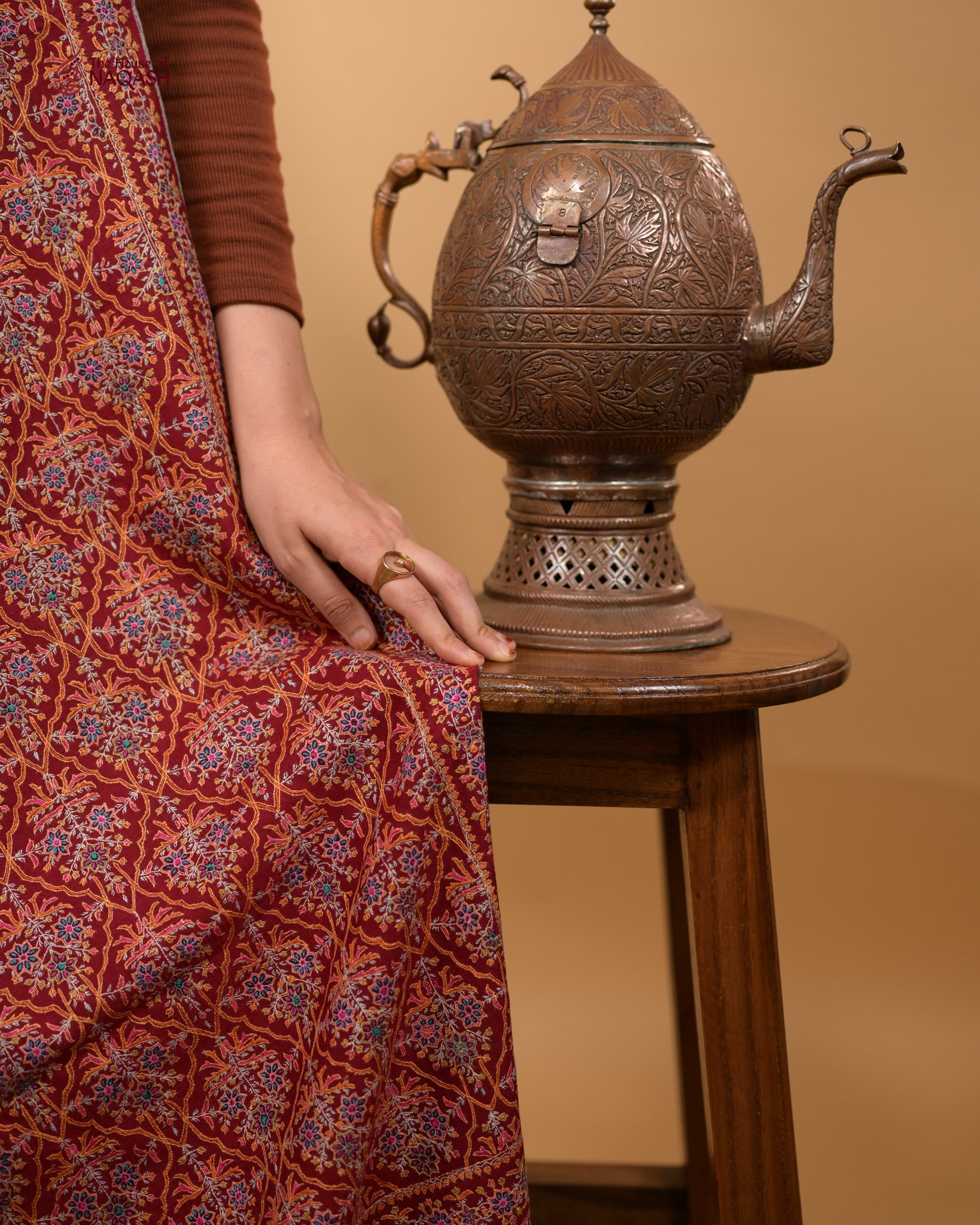 Crimson Velvet GI Pashmina Shawl
