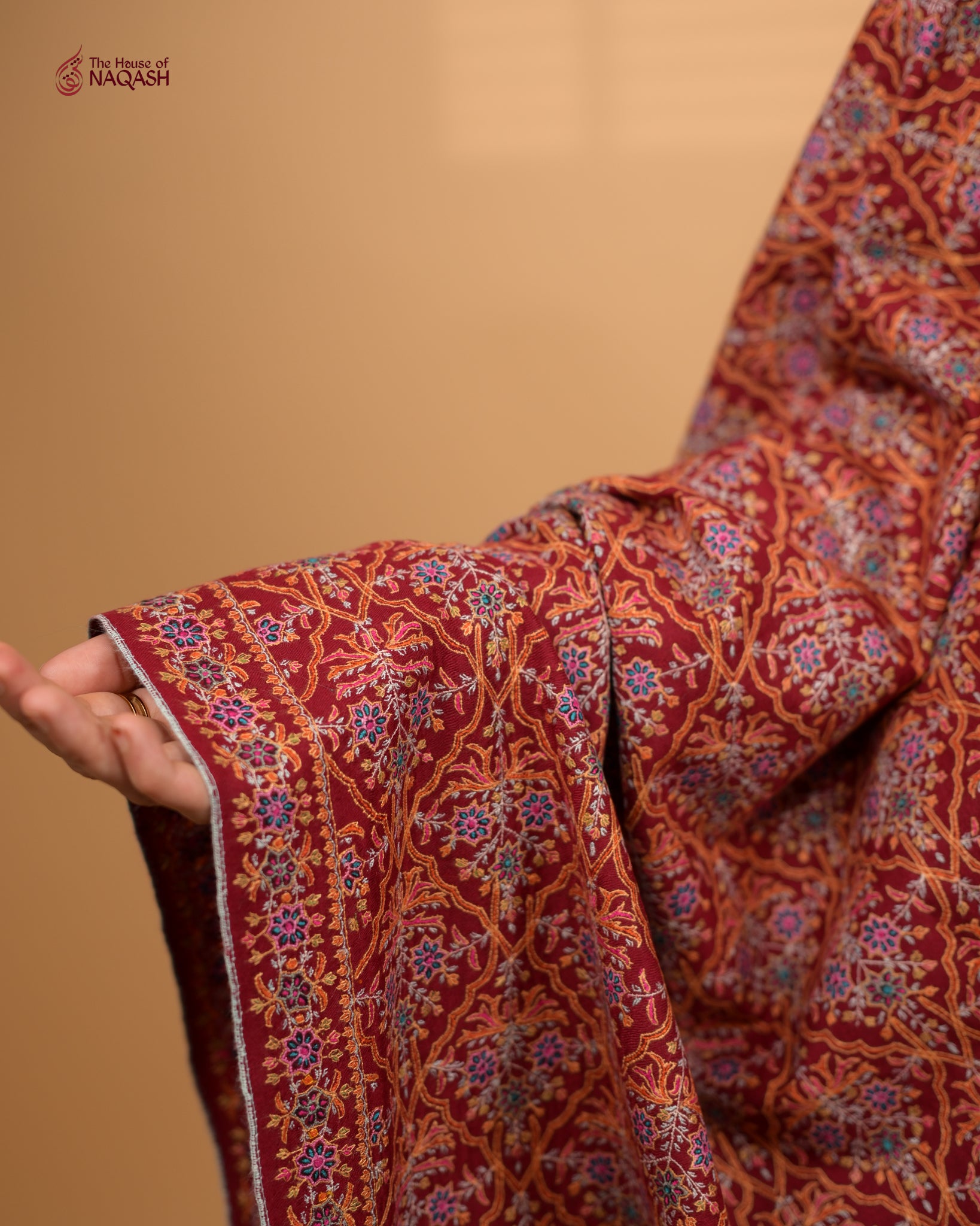 Crimson Velvet GI Pashmina Shawl