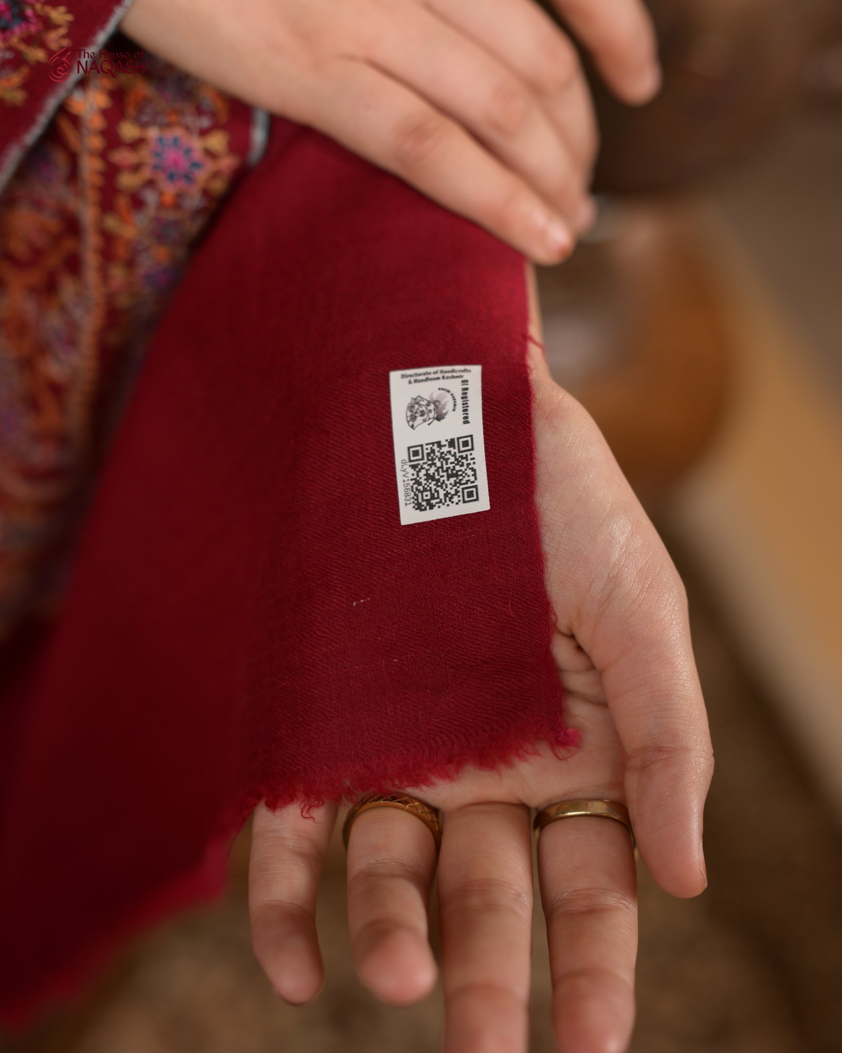 Crimson Velvet GI Pashmina Shawl