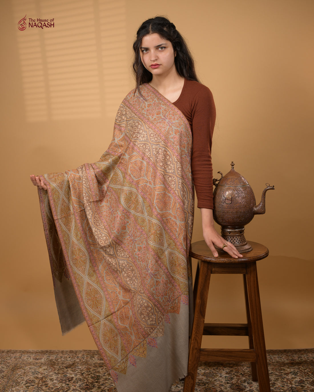 Moonlit Gray GI Pashmina Shawl