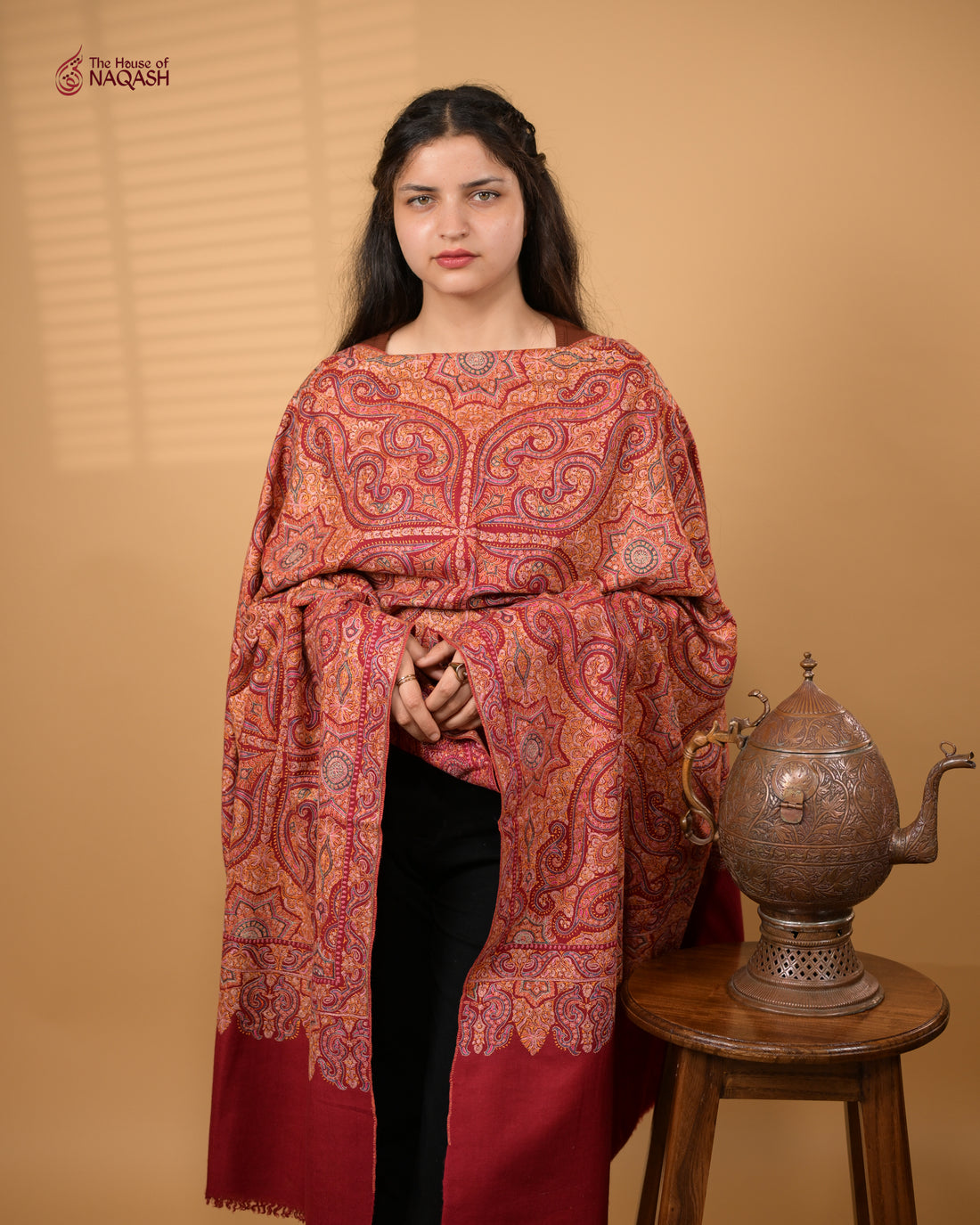 Raspberry Wine Delight GI Pashmina Shawl