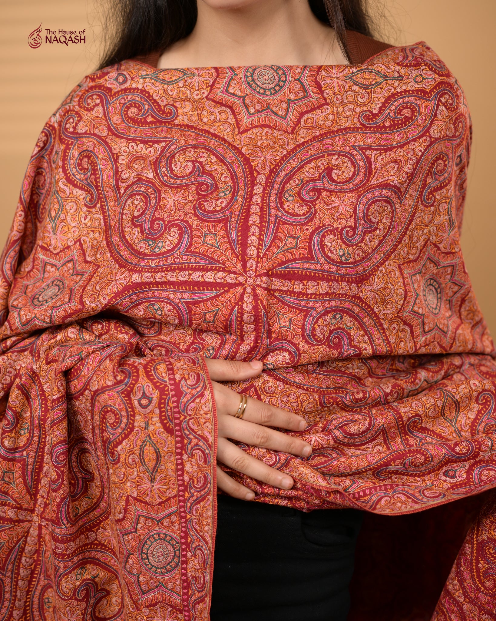 Raspberry Wine Delight GI Pashmina Shawl