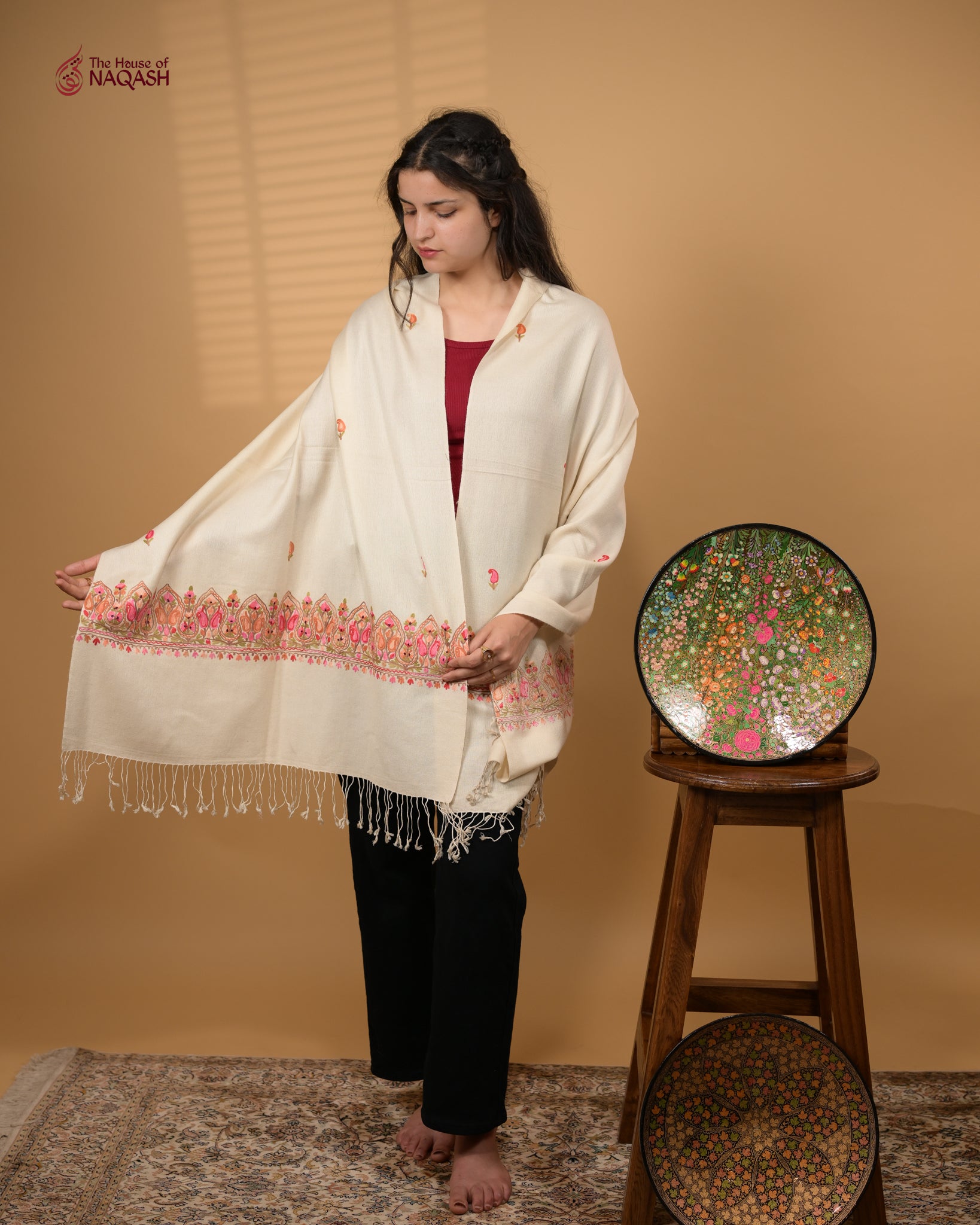 Ivory Meher Aari Stole