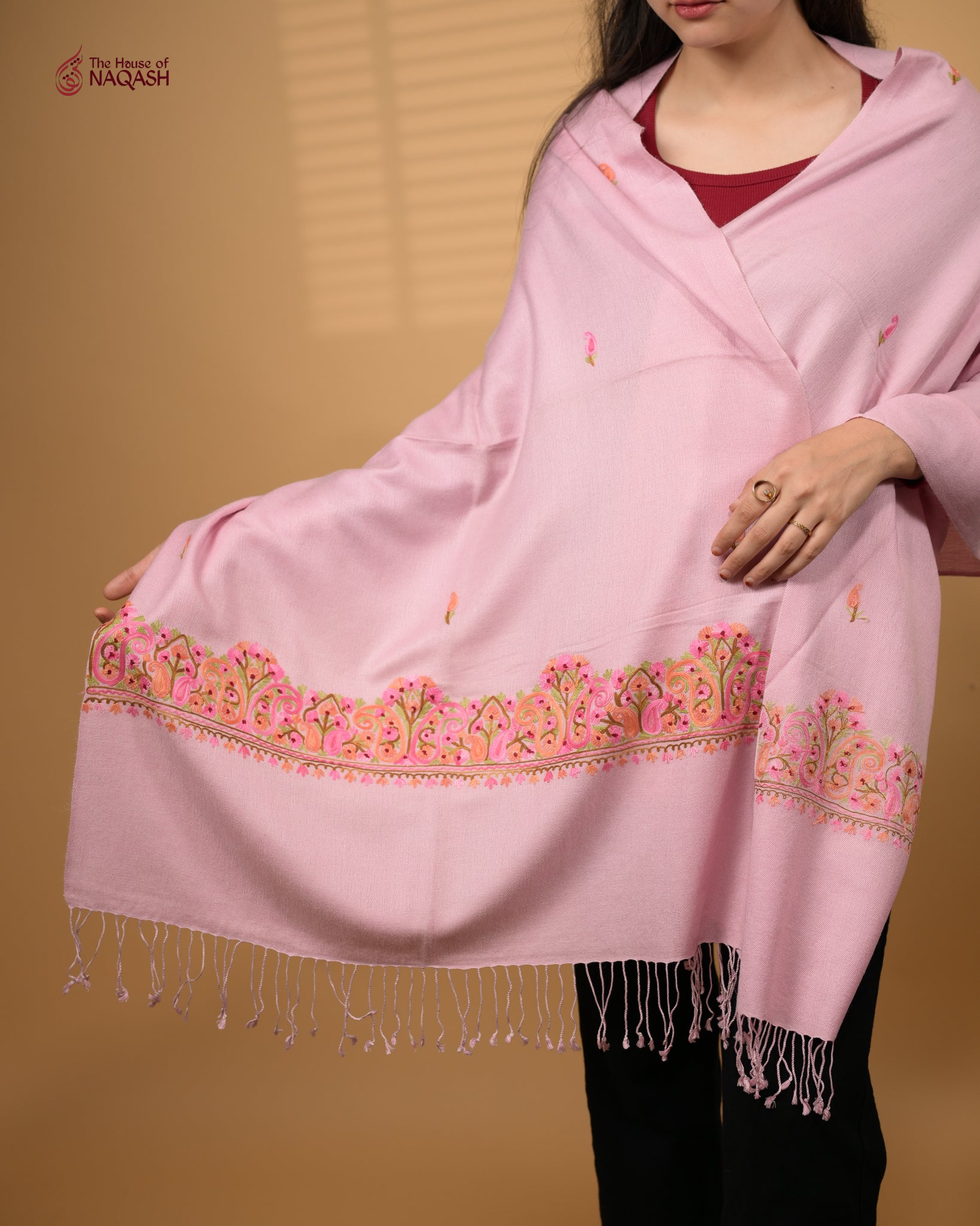 Pink Aruna Aari Stole