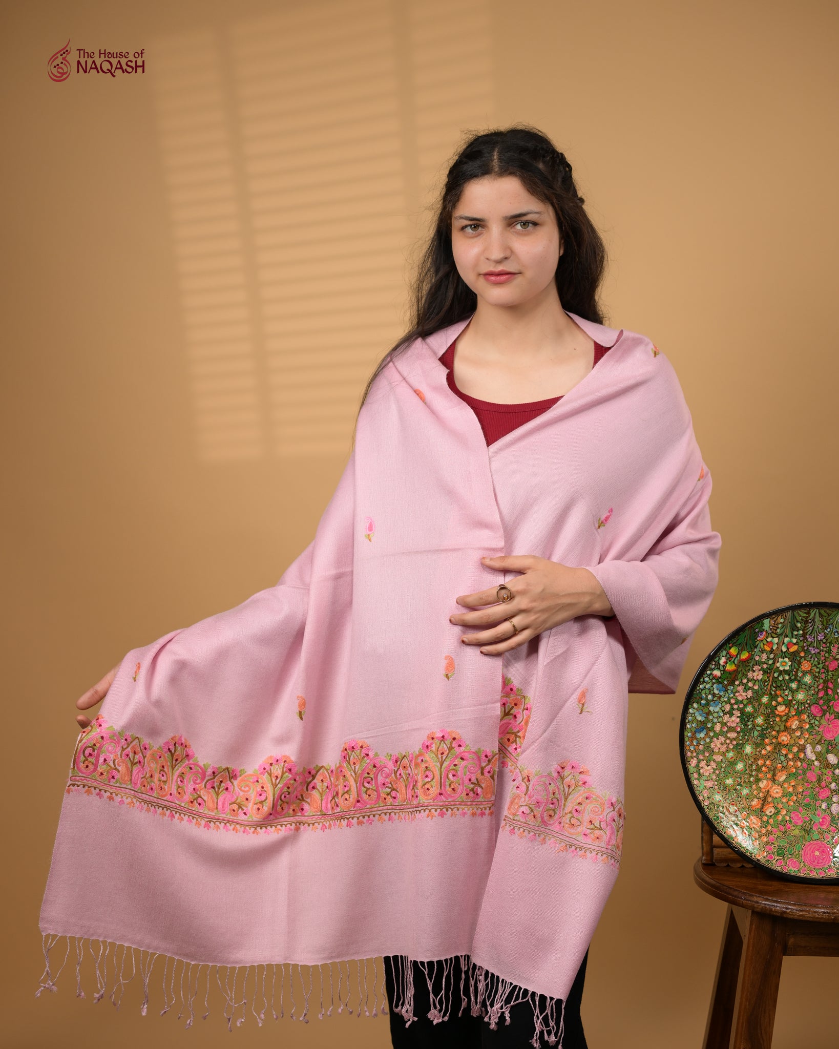 Pink Aruna Aari Stole