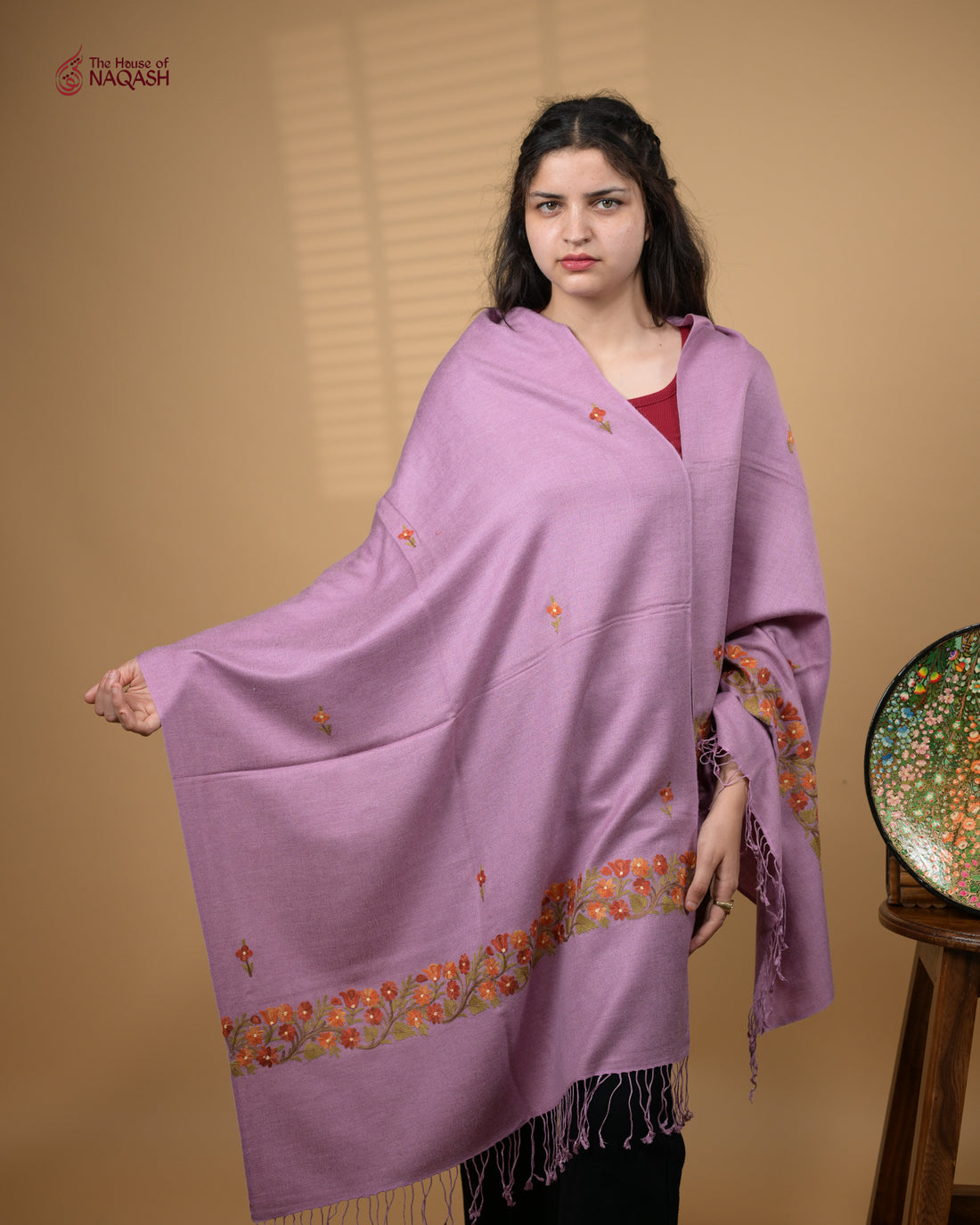 Dark Pink Anar Aari Stole
