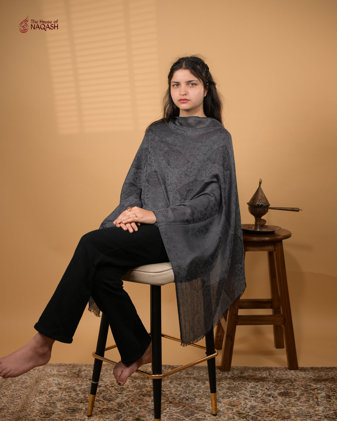 Black silk-blend wrap