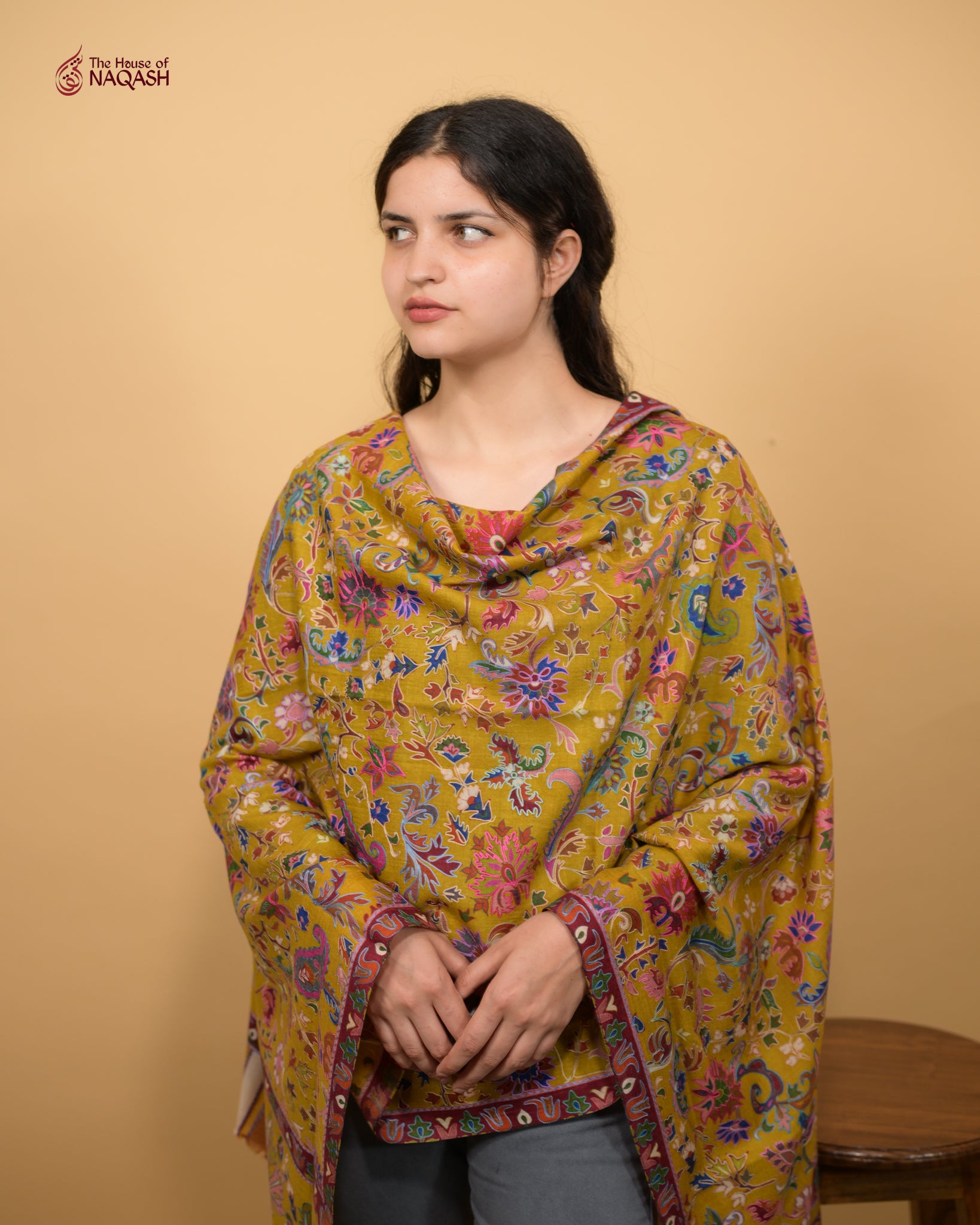 Saffron Saga Kalamkari Stole
