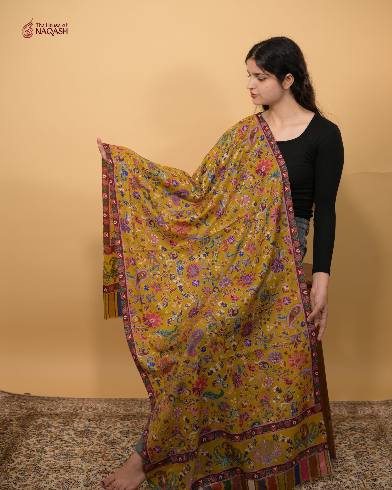 Saffron Saga Kalamkari Stole