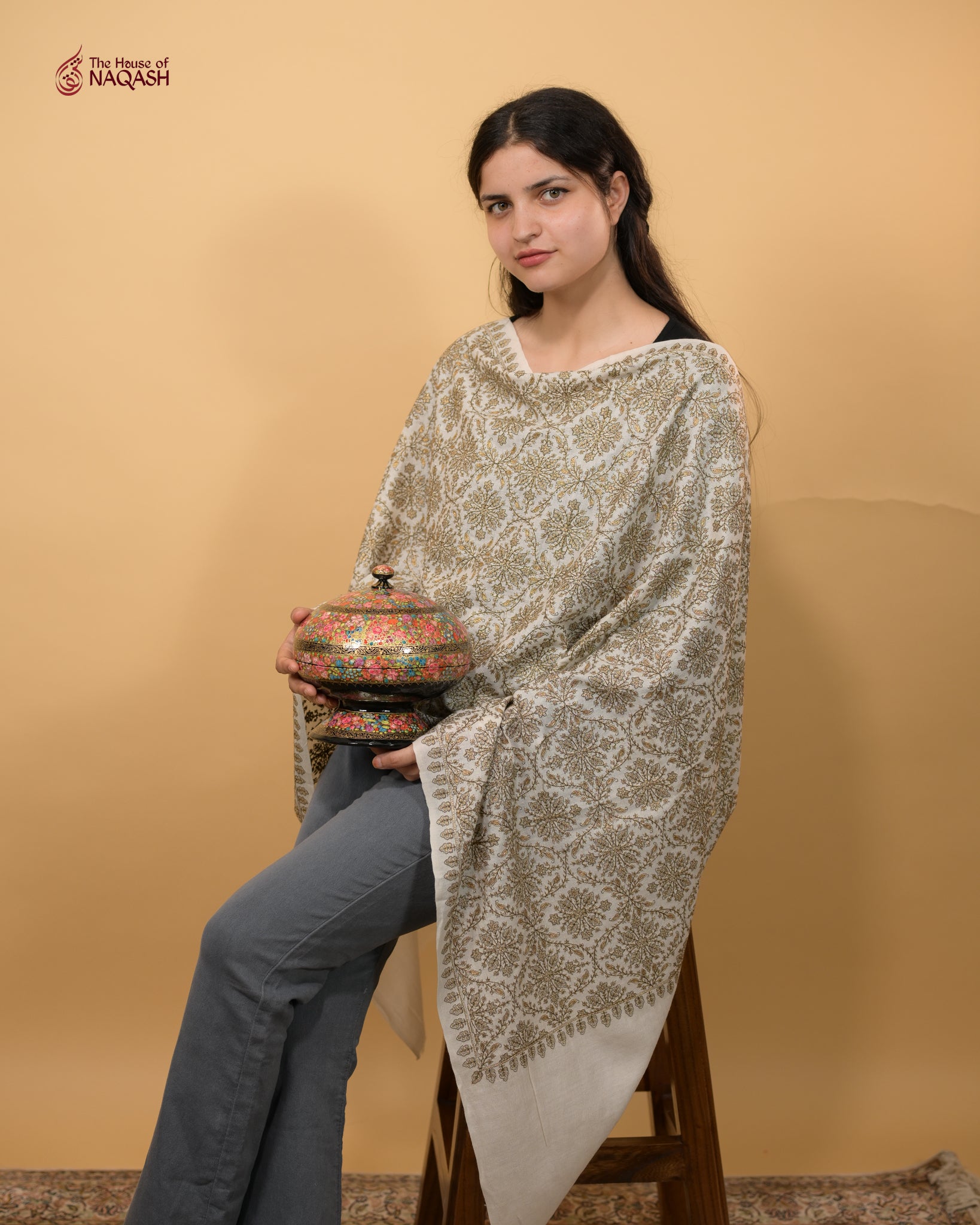 Gold Zari Jaaldar Charm Stole