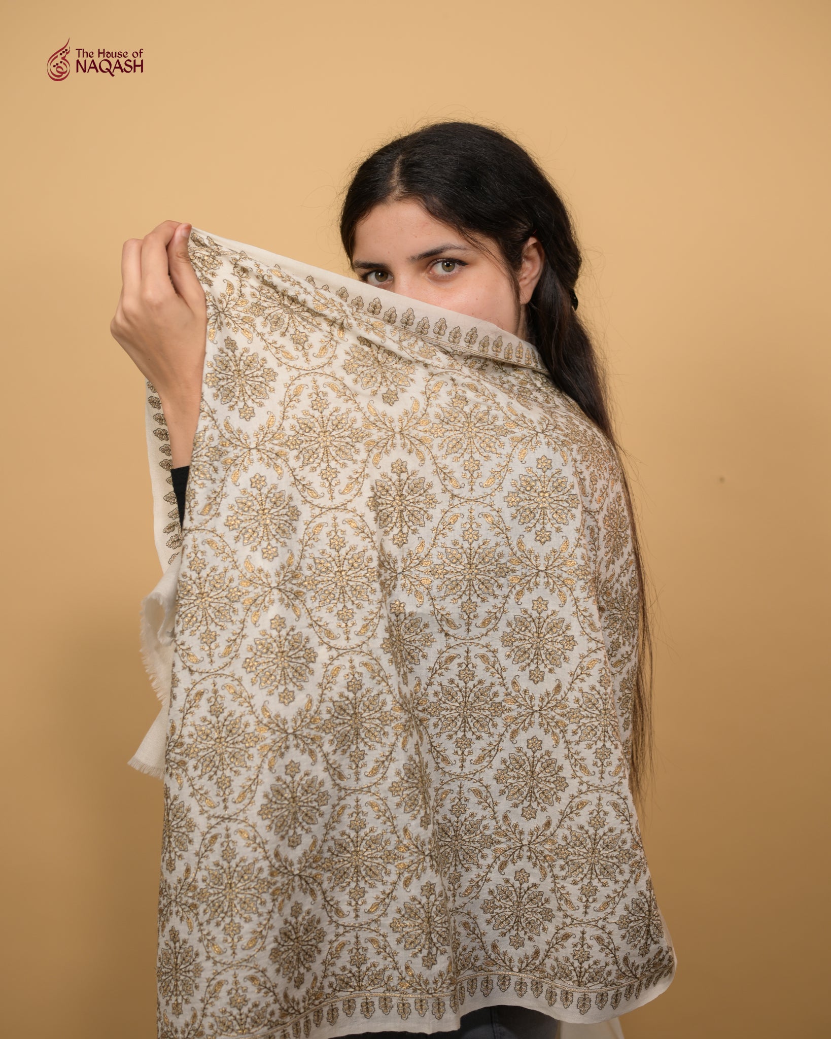 Gold Zari Jaaldar Charm Stole