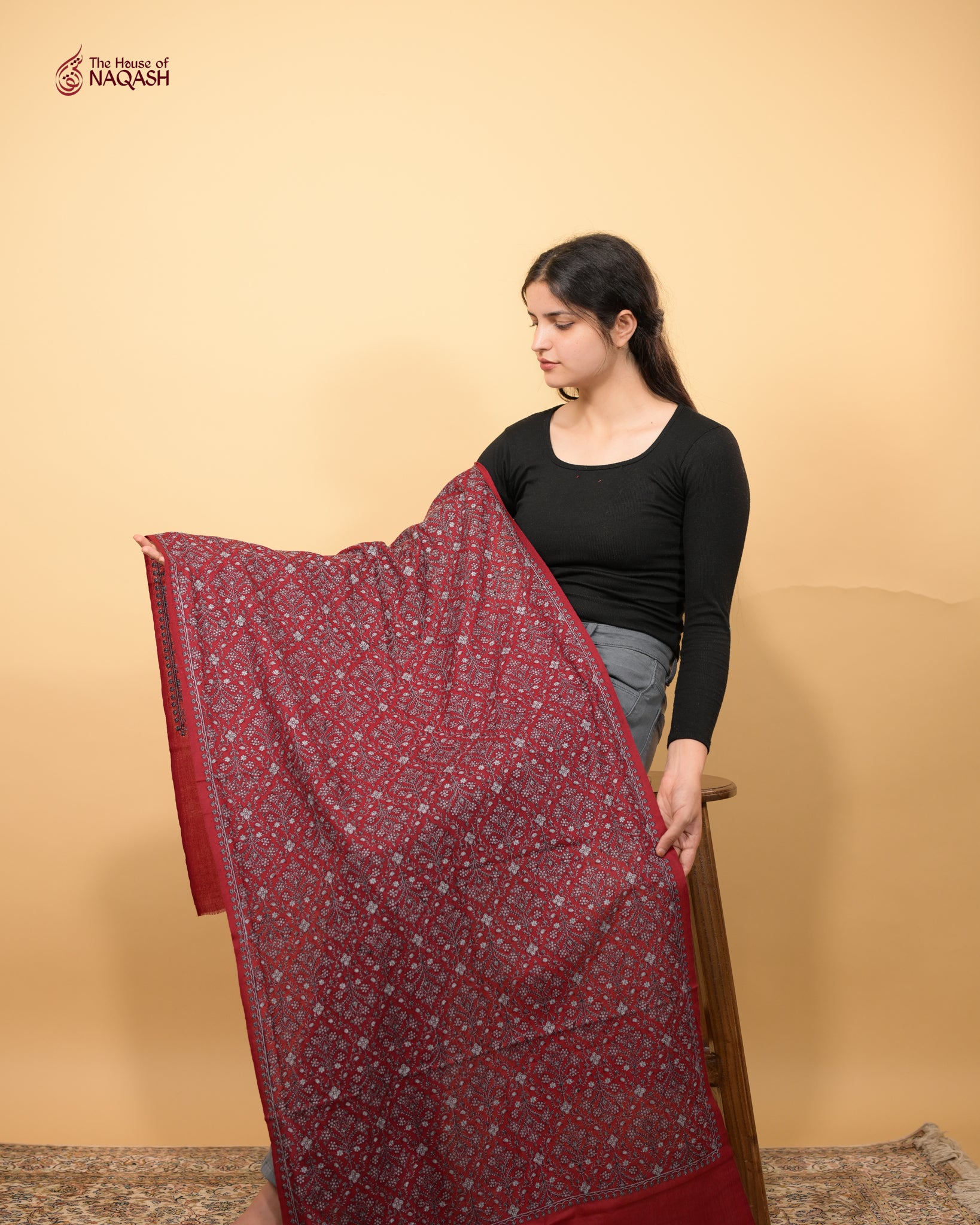 Opulent Maroon Jaldar Drape