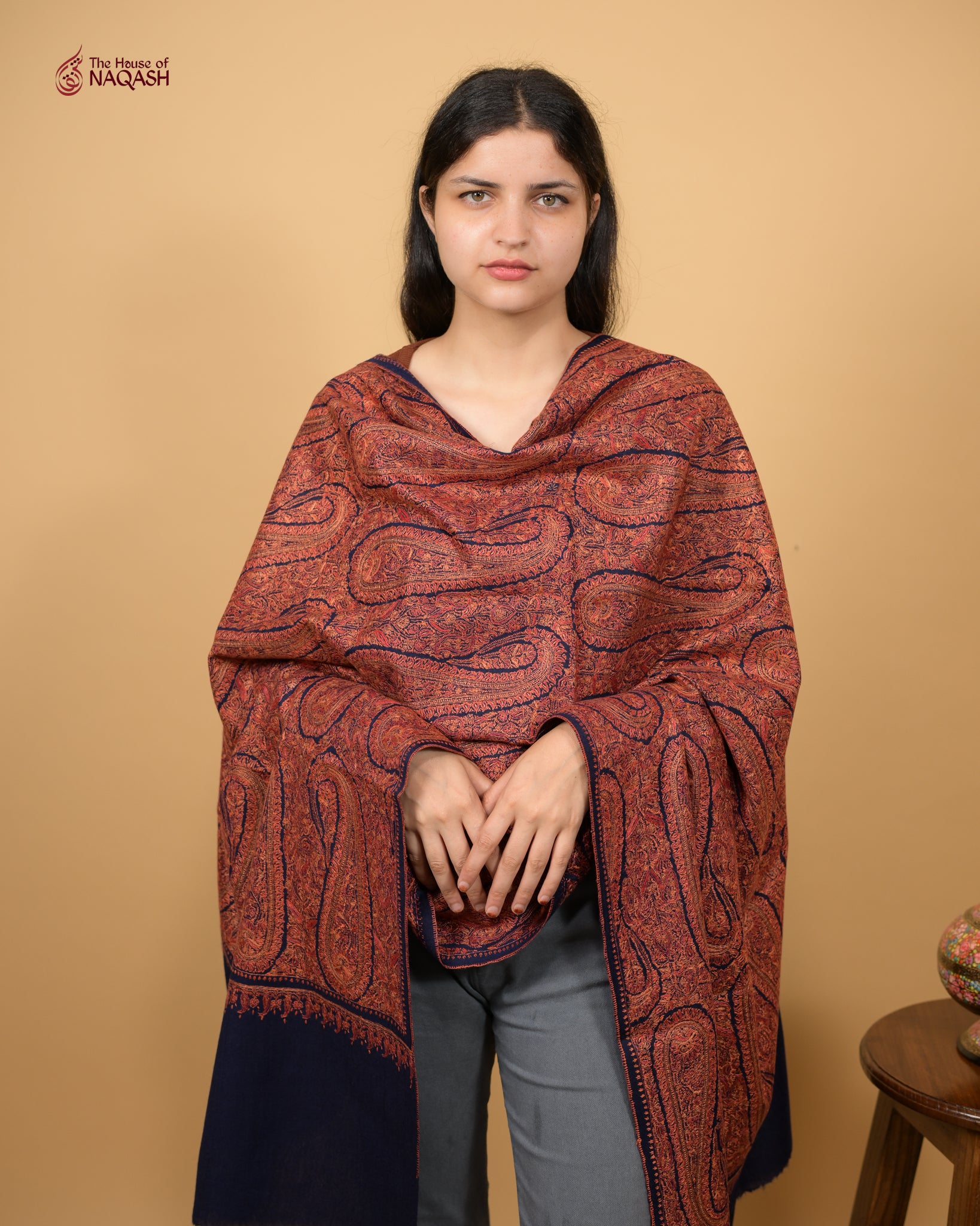 Imperial Ember Jamawar Woolen Shawl