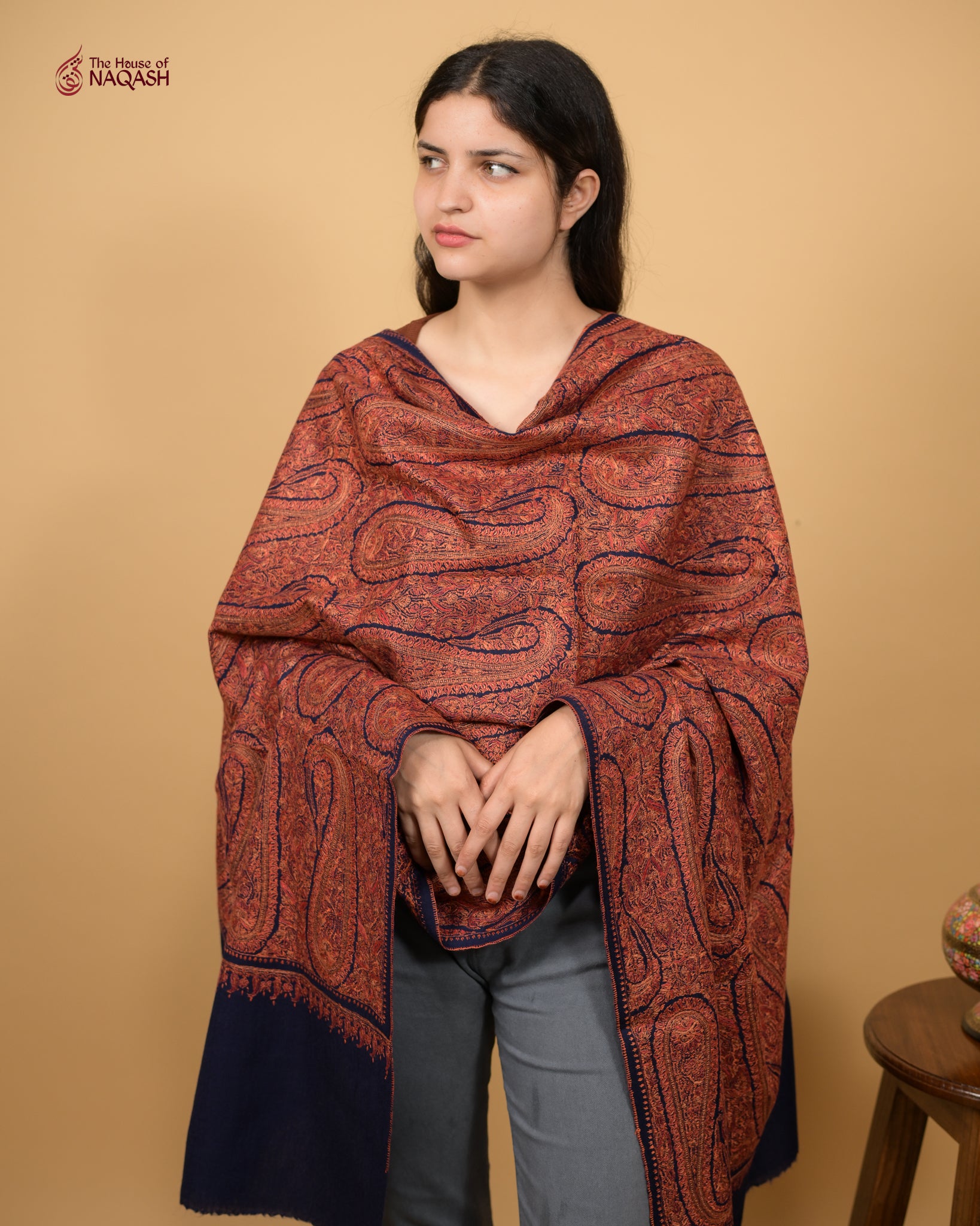 Imperial Ember Jamawar Woolen Shawl