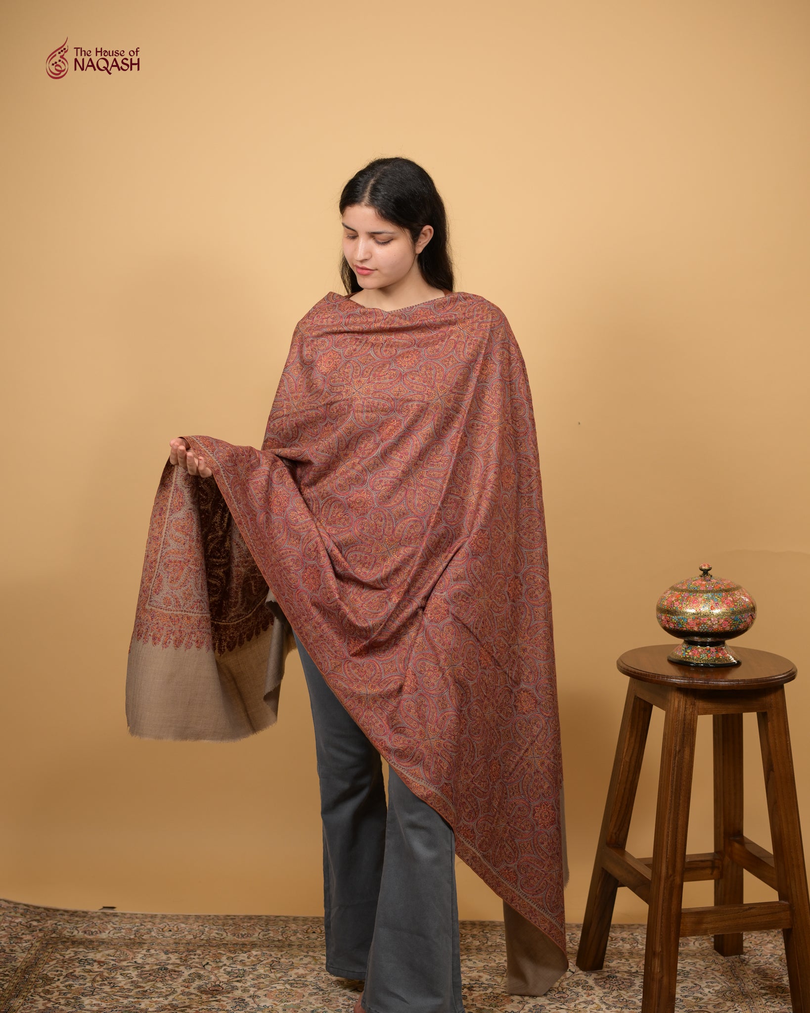 Ethereal Horizon Jamawar Woolen Shawl