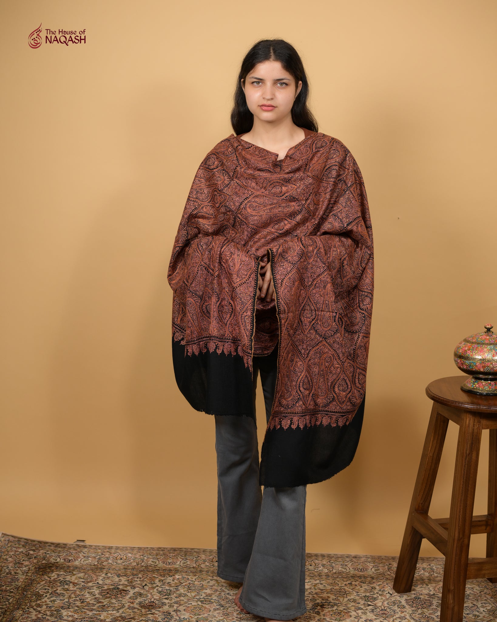 Noir Reverence Jamawar Woolen Shawl