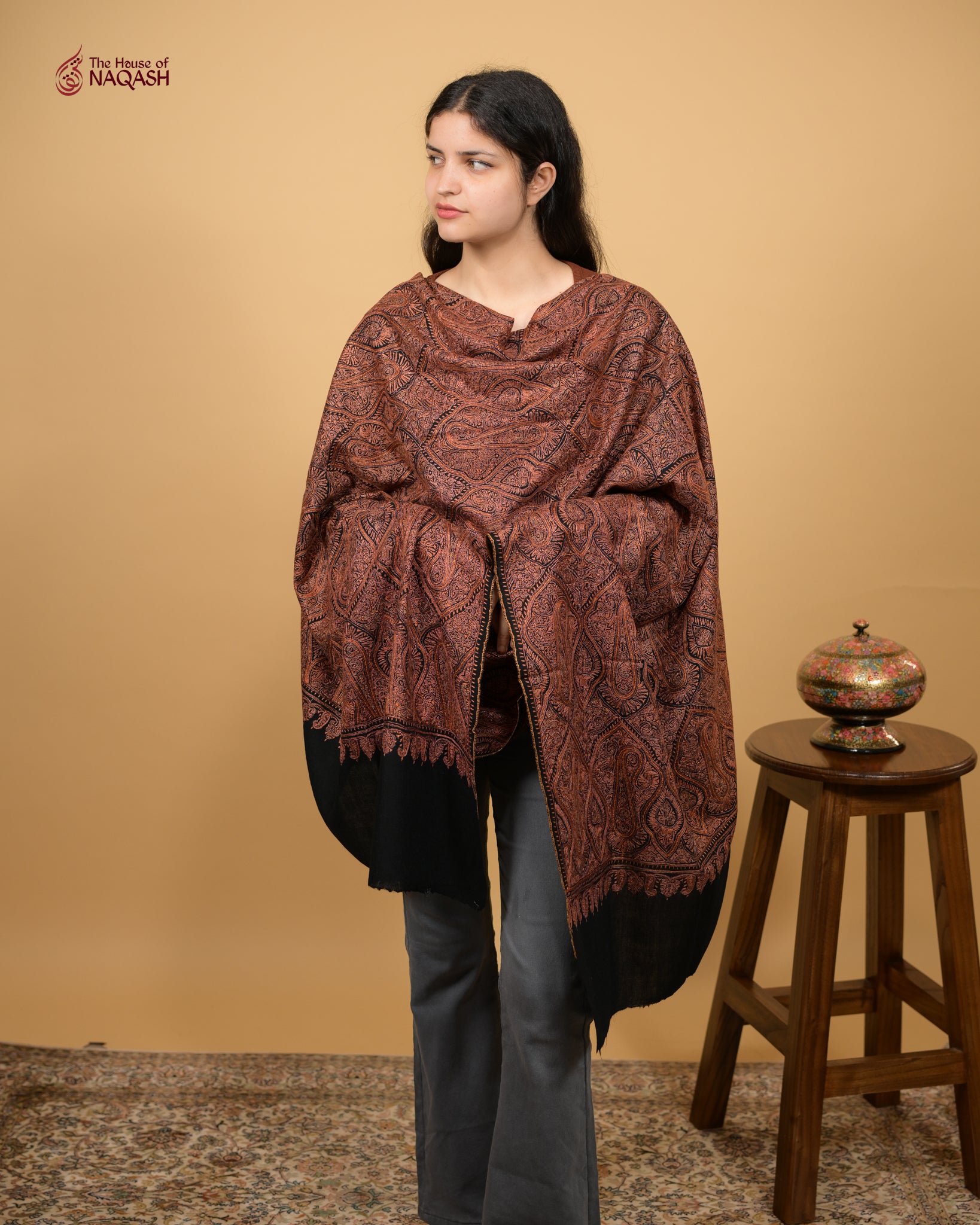 Noir Reverence Jamawar Woolen Shawl