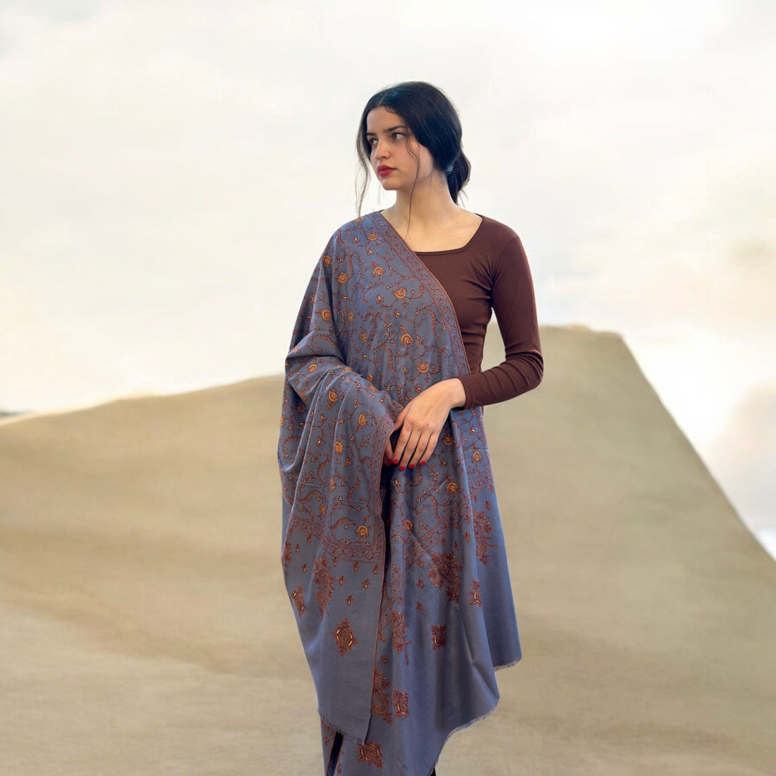 Almond Essence Handmade Pashmina Shawl